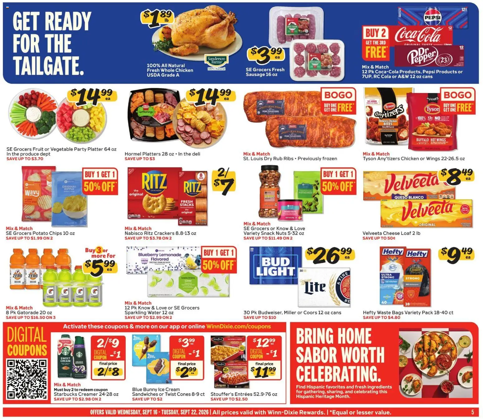 Winn Dixie Weekly Ad - valid from 09/16/2026 | Page: 5 | Products: Pork, Ice cream, Sausage, Lemonade