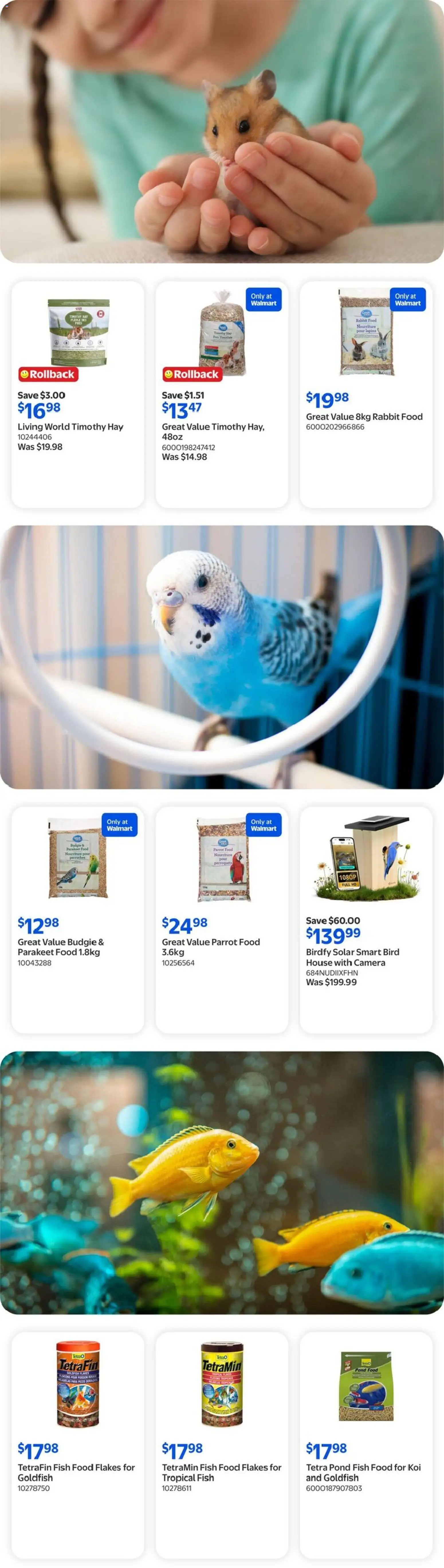 Walmart flyer valid from Aug 27, 2026 | Page: 11 | Products: Fish, Flakes, Camera, Rabbit