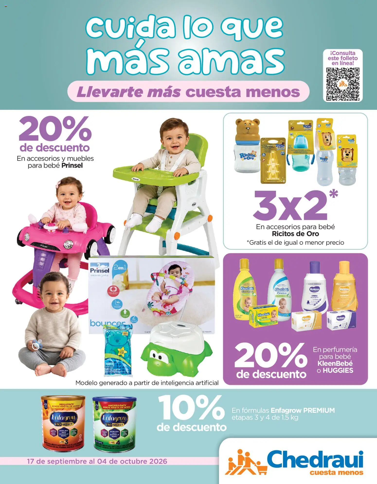 Nuevas ofertas de Chedraui válidas en toda la República Mexicana desde el 17/09/2026. ¡Encuentra las mejores ofertas en Chedraui folleto Cuida lo que más amas! | Página: 1 | Productos: Crema, Shampoo, Vasos, Jabón