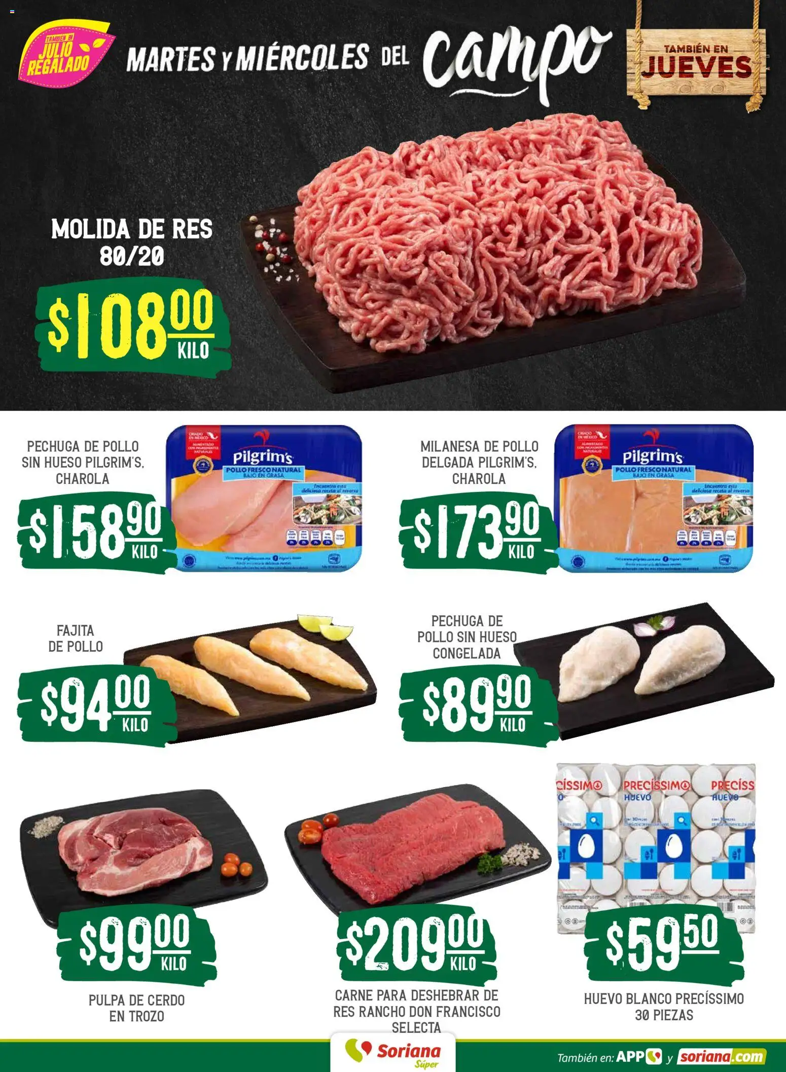 Nuevas ofertas de Soriana válidas en toda la República Mexicana desde el 26.05.2026. ¡Encuentra las mejores ofertas en Soriana Martes y Miércoles del Campo Súper: Tamaulipas (excepto Cd. Victoria y Tampico)! | Página: 4 | Productos: Milanesa, Huevo, Cerdo, Res