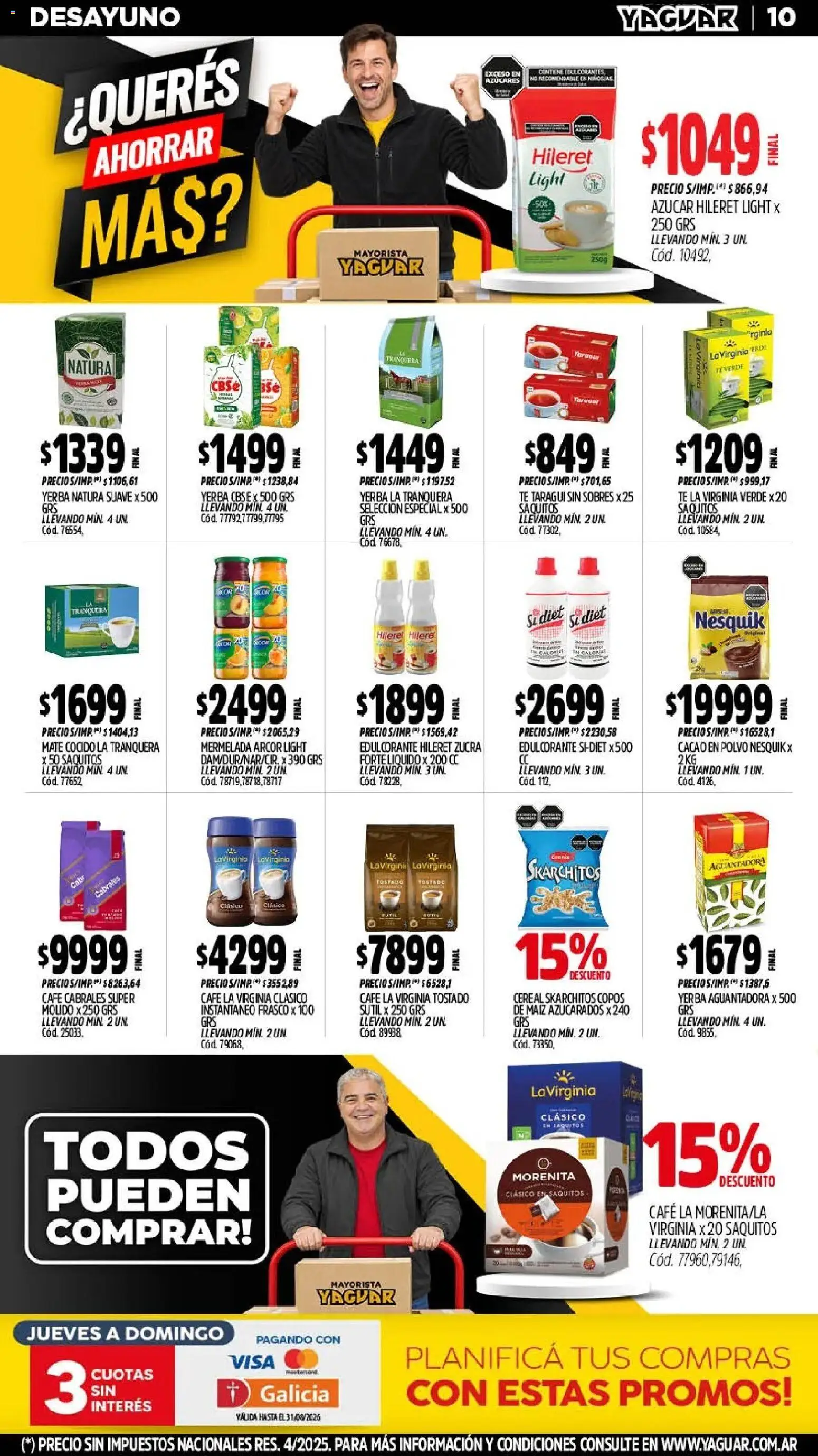 Yaguar - Oferta Semanal Santa Fé │ válido desde el 24/08/2026 | Página: 11 | Productos: Mate, Azucar, Edulcorante, Té verde