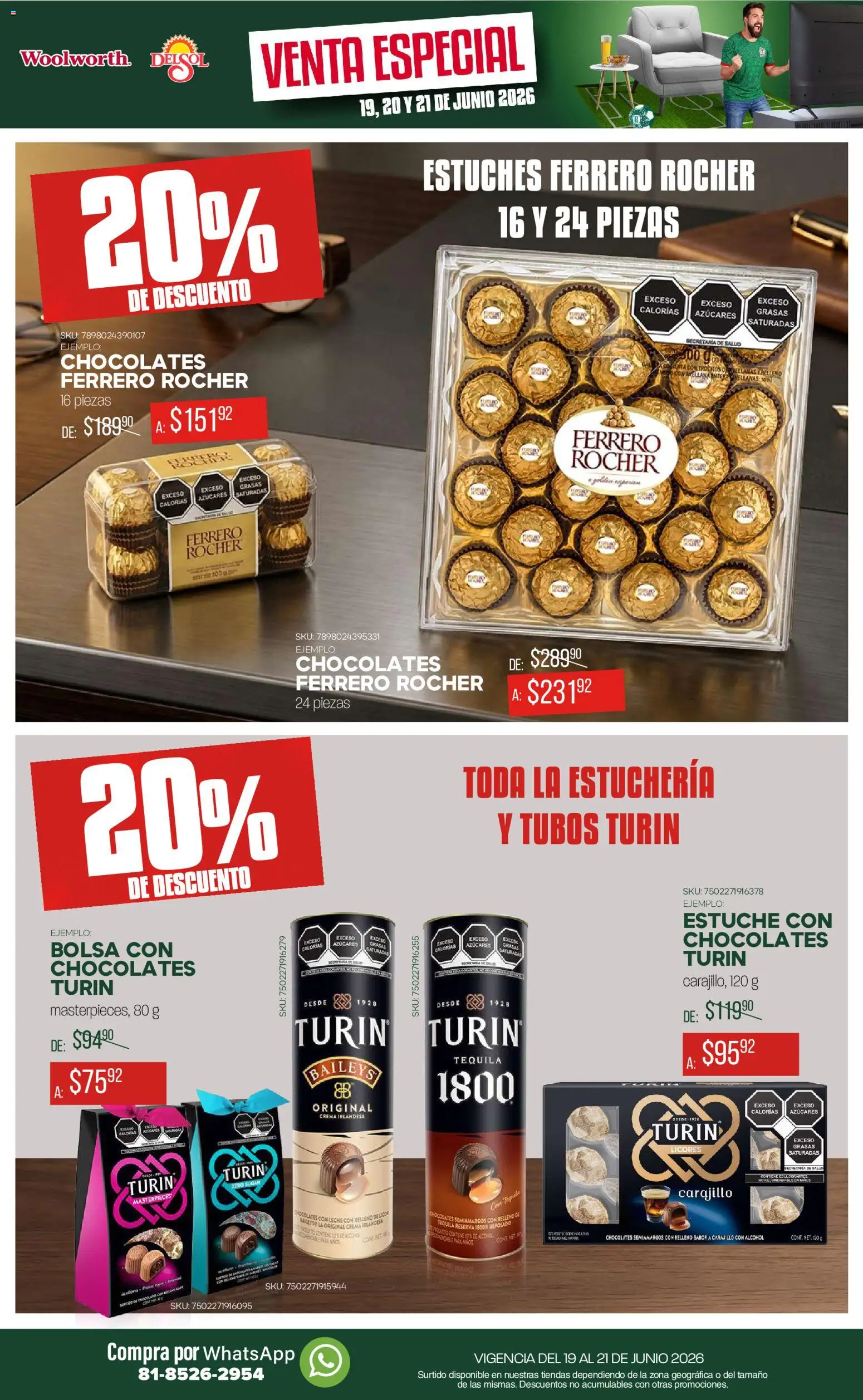 Nuevas ofertas de Del Sol y Woolworth válidas en toda la República Mexicana desde el 19.06.2026. ¡Encuentra las mejores ofertas en Del Sol y Woolworth catálogo! | Página: 21