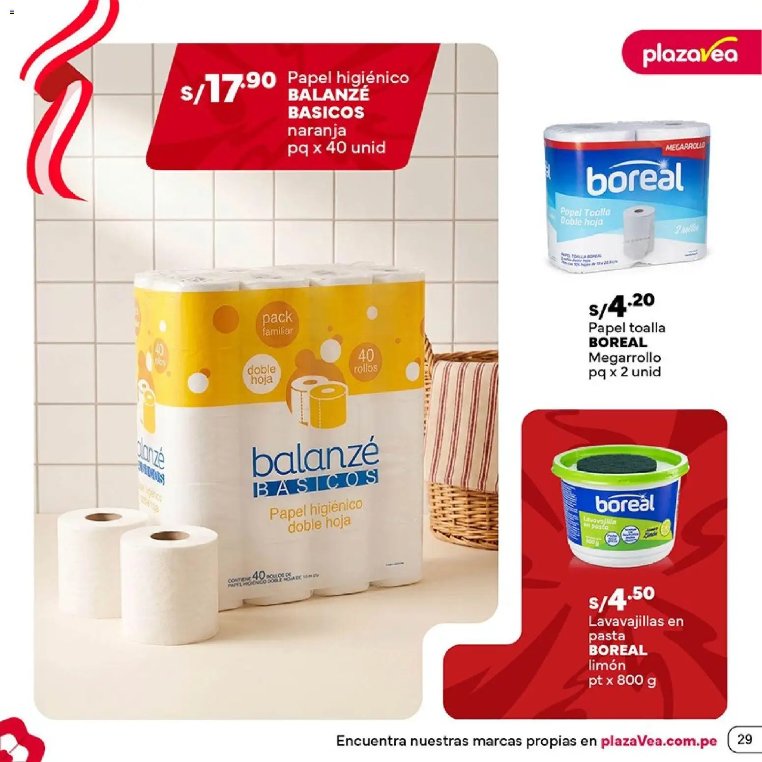 Catálogo Plaza Vea válido desde 16/07/2026 | Página: 29 | Productos: Toalla, Pasta, Lavavajillas