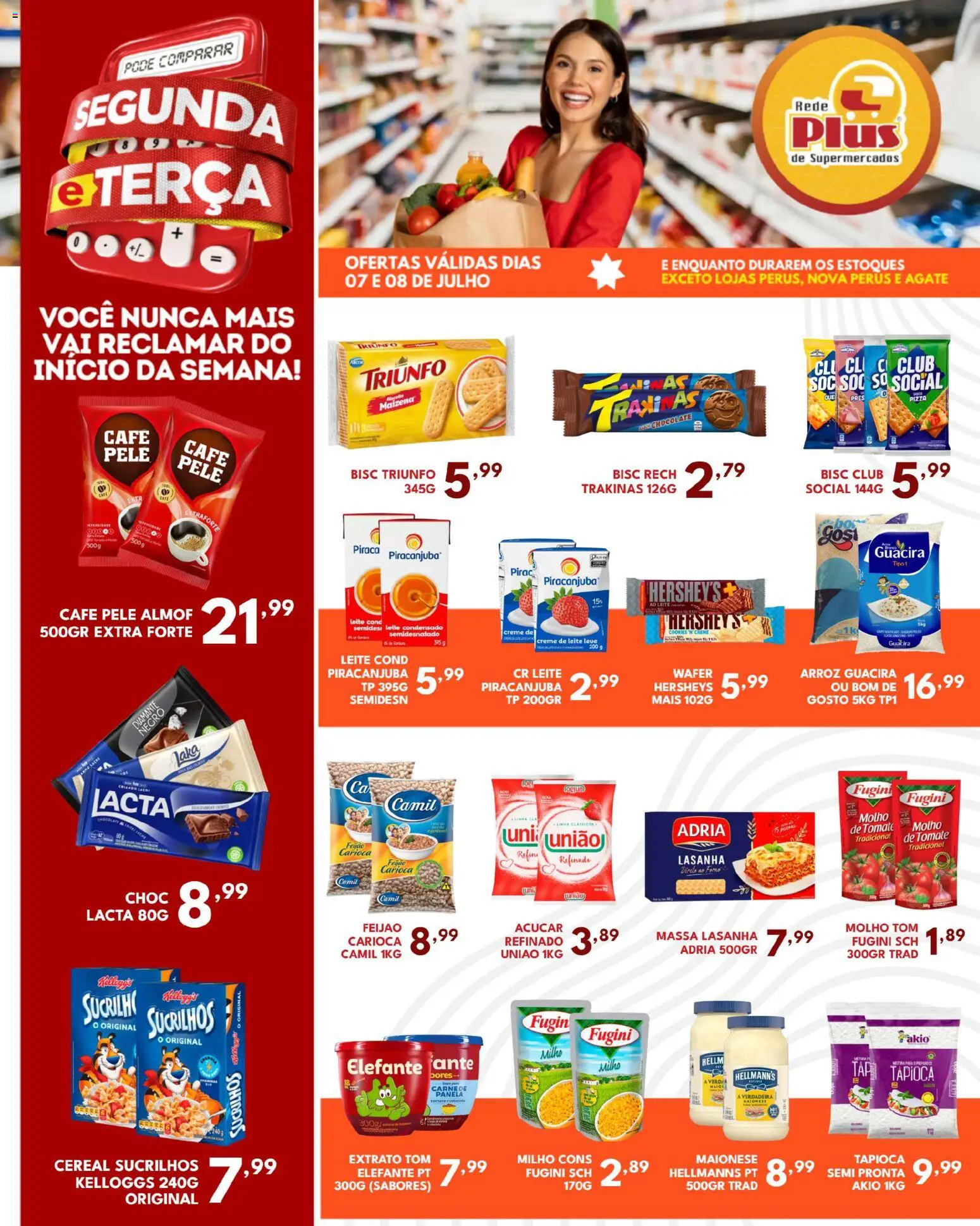 Rede Plus Supermercados Folheto - válido de 06/07/2026 | Página: 3 | Produtos: Feijão, Tapioca, Arroz, Leite condensado