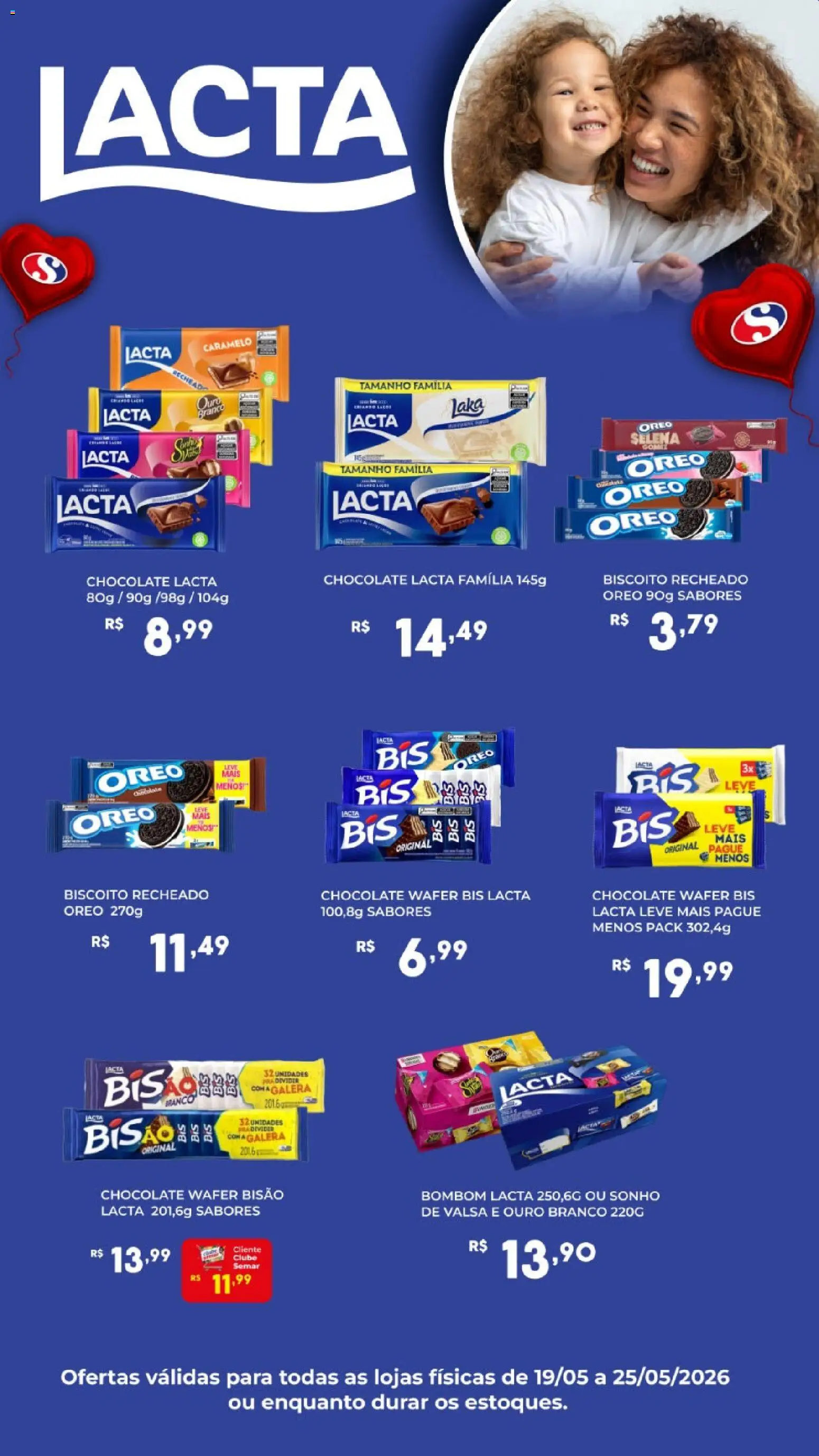 Semar Supermercado Folheto - válido de 19.05.2026 | Página: 2 | Produtos: Biscoito, Chocolate, Biscoito recheado, Bombom
