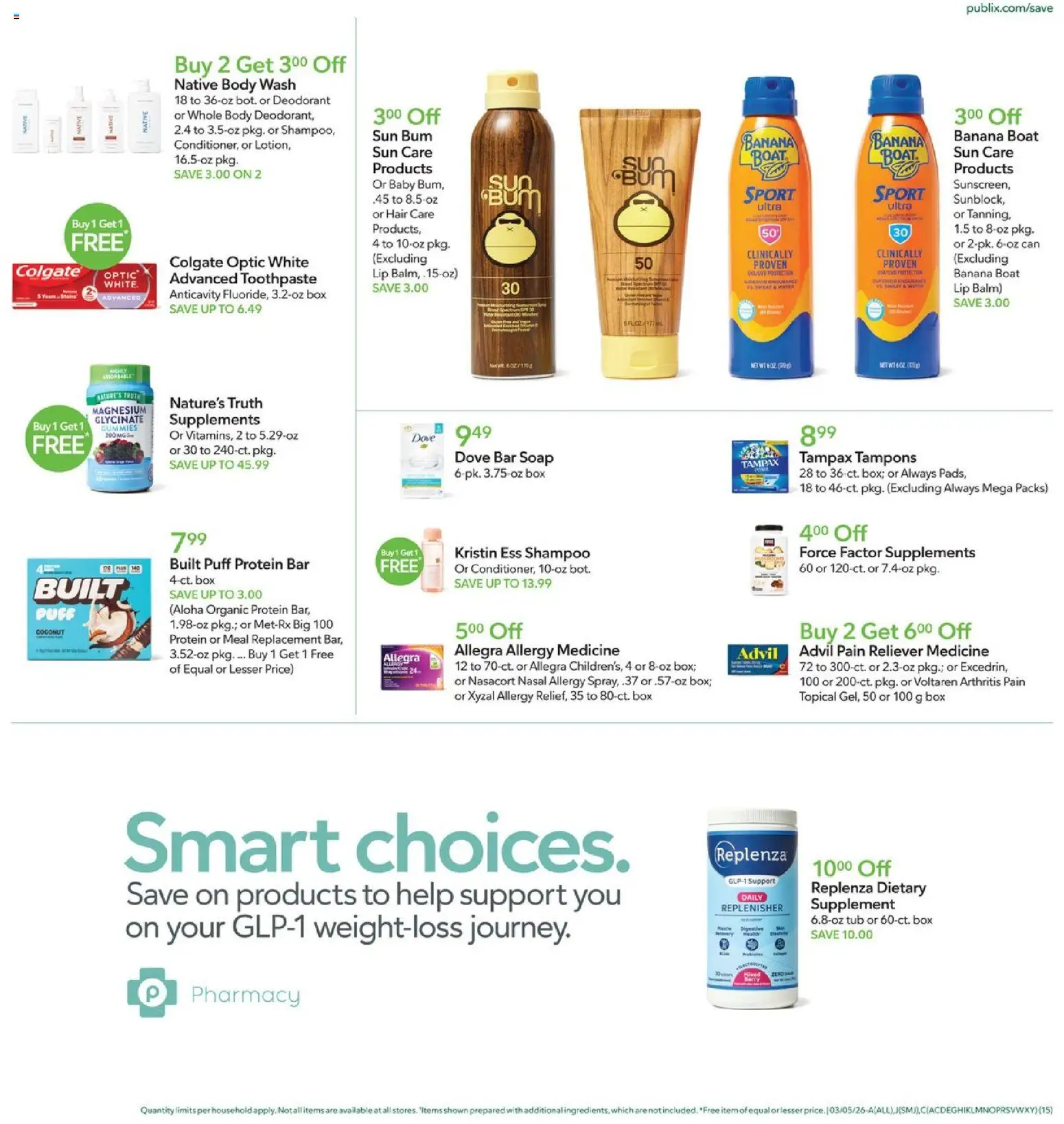 Publix Weekly Ad - valid from 04.03.2026 | Page: 15 | Products: Shampoo, Soap, Body Wash, Water
