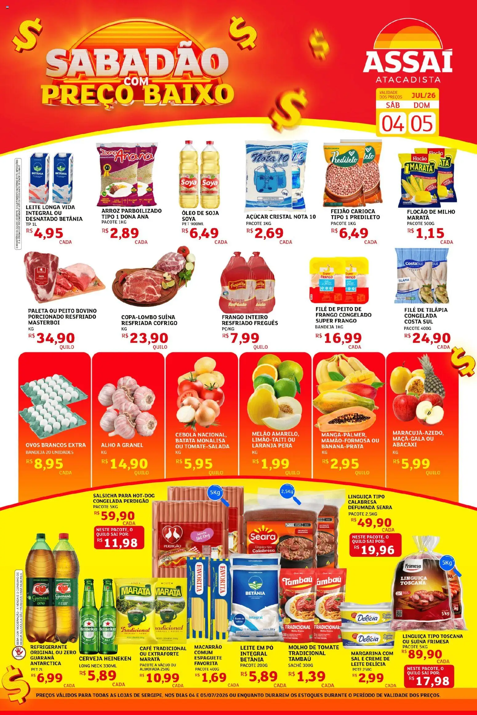 Assaí Atacadista Folheto - válido de 04/07/2026 | Página: 1 | Produtos: Linguiça, Ovos, Óleo, Frango