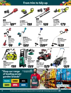 Preview of Bunnings catalogue - valid from 09/09/2026 | Page: 12 | Products: Battery, Lawn mower, Washer, Ryobi