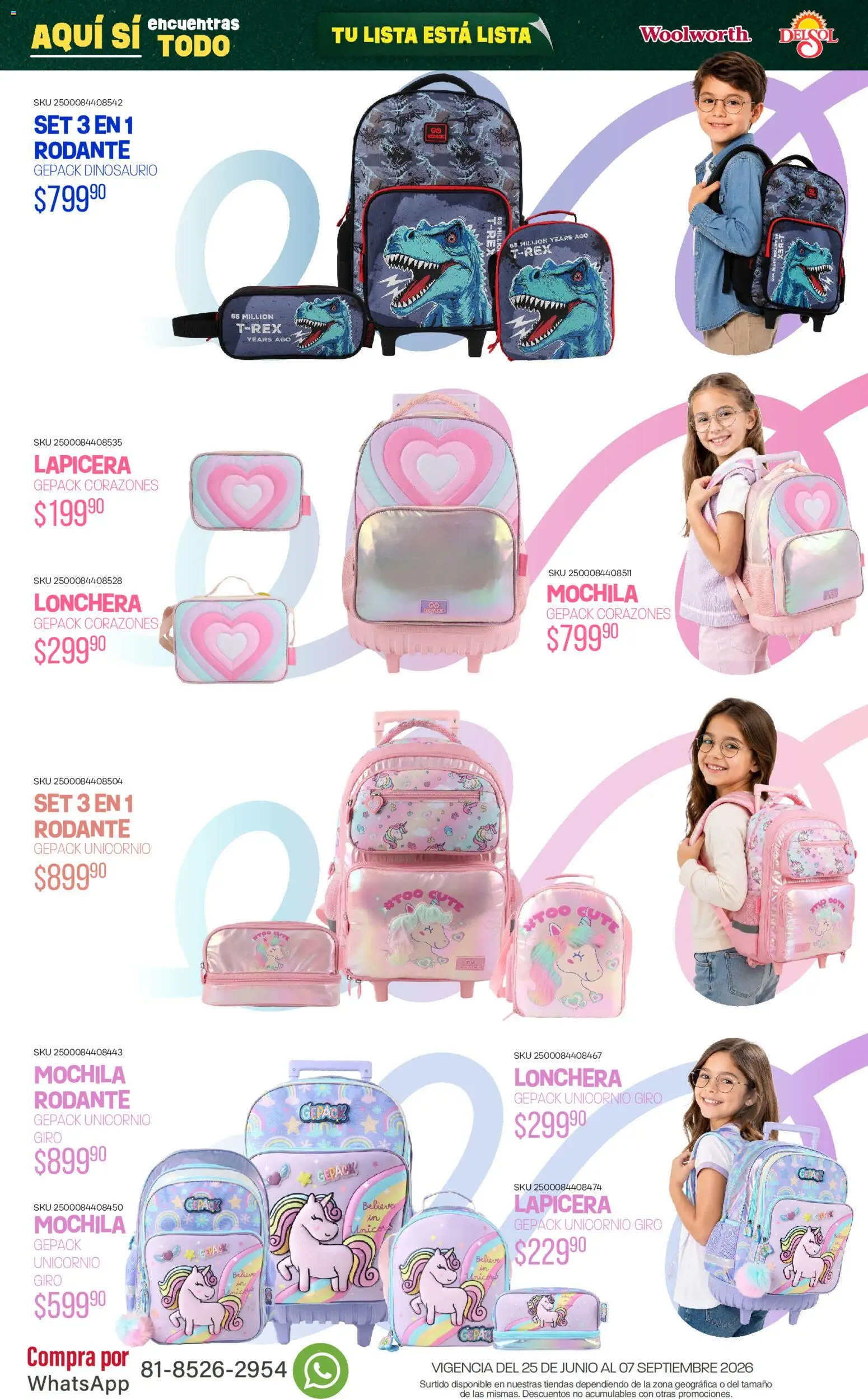 Nuevas ofertas de Del Sol y Woolworth válidas en toda la República Mexicana desde el 25/06/2026. ¡Encuentra las mejores ofertas en Del Sol y Woolworth catálogo Back To School! | Página: 34 | Productos: Mochila