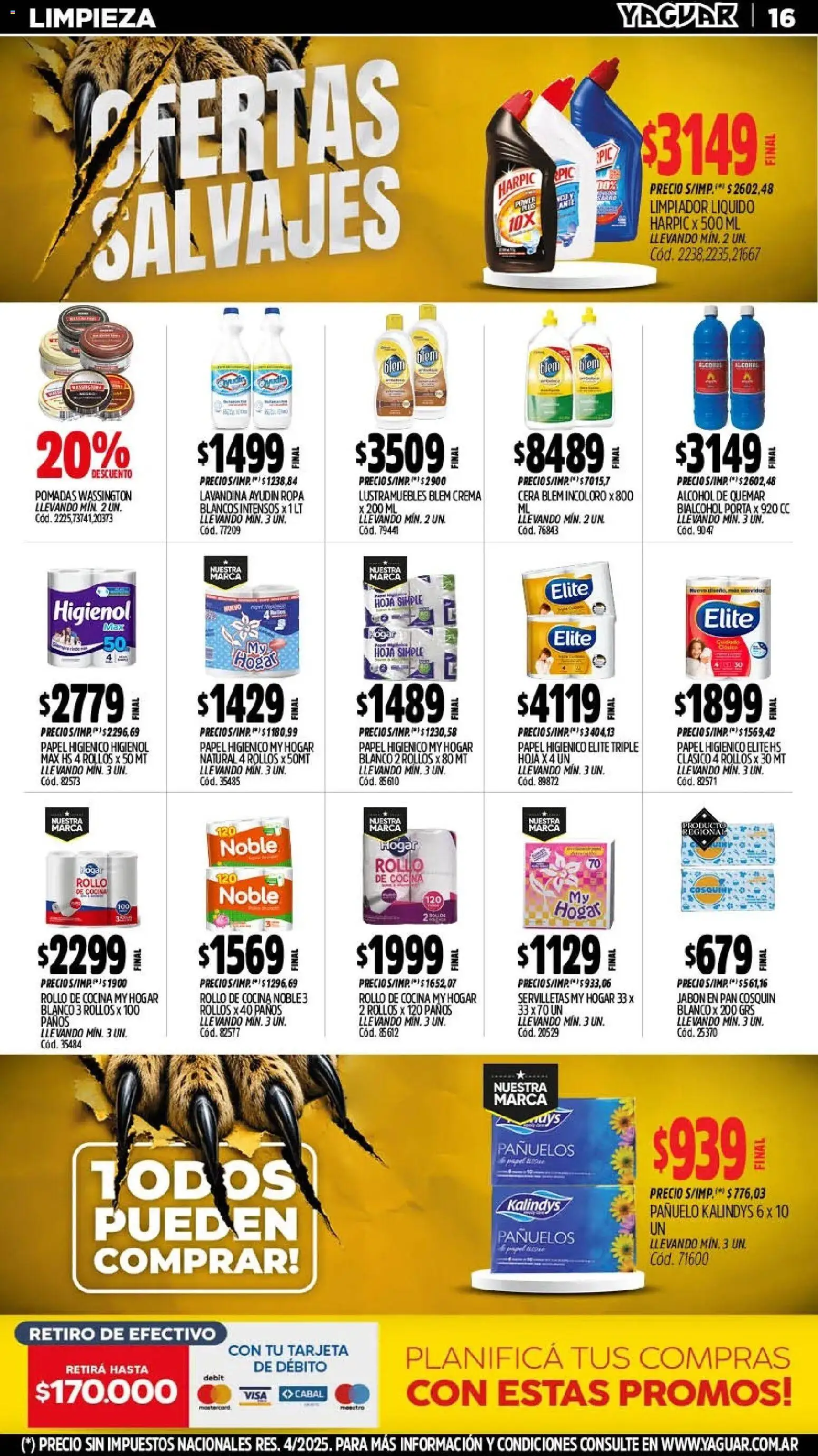 Yaguar - Oferta Semanal Misiones │ válido desde el 03/08/2026 | Página: 17 | Productos: Servilletas, Huevo, Pan, Crema