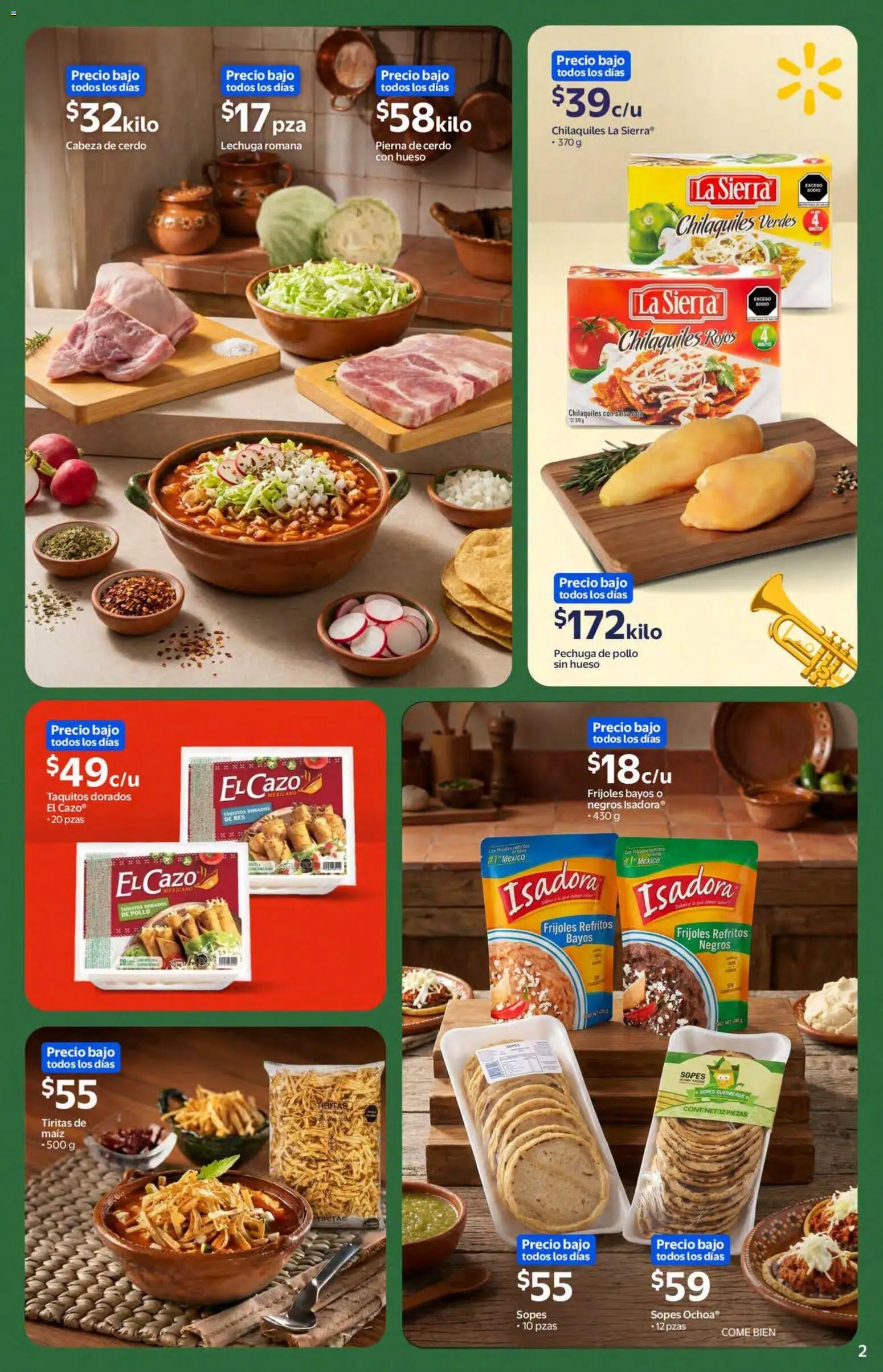 Nuevas ofertas de Walmart válidas en toda la República Mexicana desde el 02/09/2026. ¡Encuentra las mejores ofertas en Walmart folleto Celebra el orgullo mexicano con todo lo que nos une! | Página: 2 | Productos: Maíz, Lechuga romana, Lechuga, Cerdo