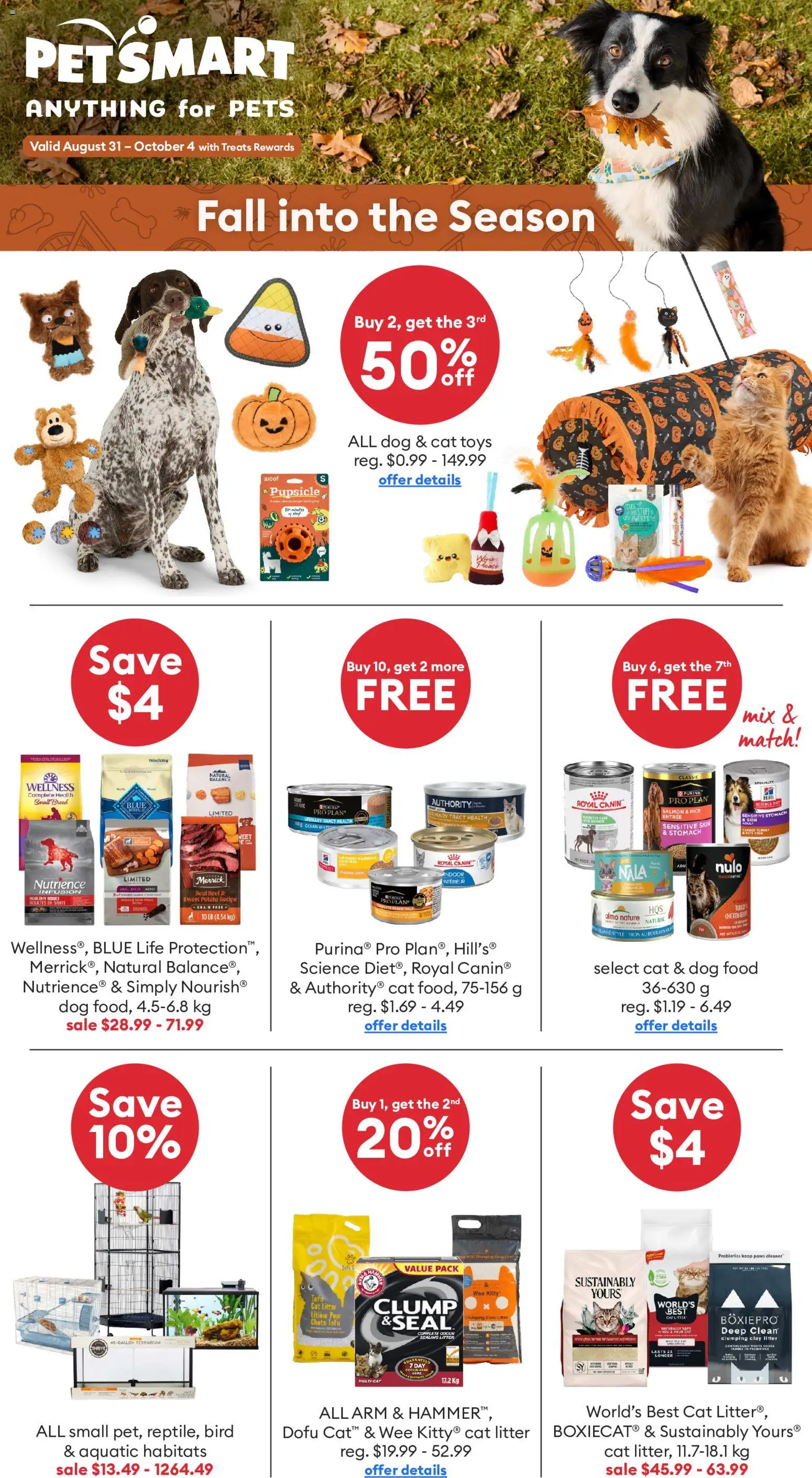 Petsmart flyer valid from Aug 31, 2026 | Page: 1 | Products: Probiotics, Food, Toys, Chicken