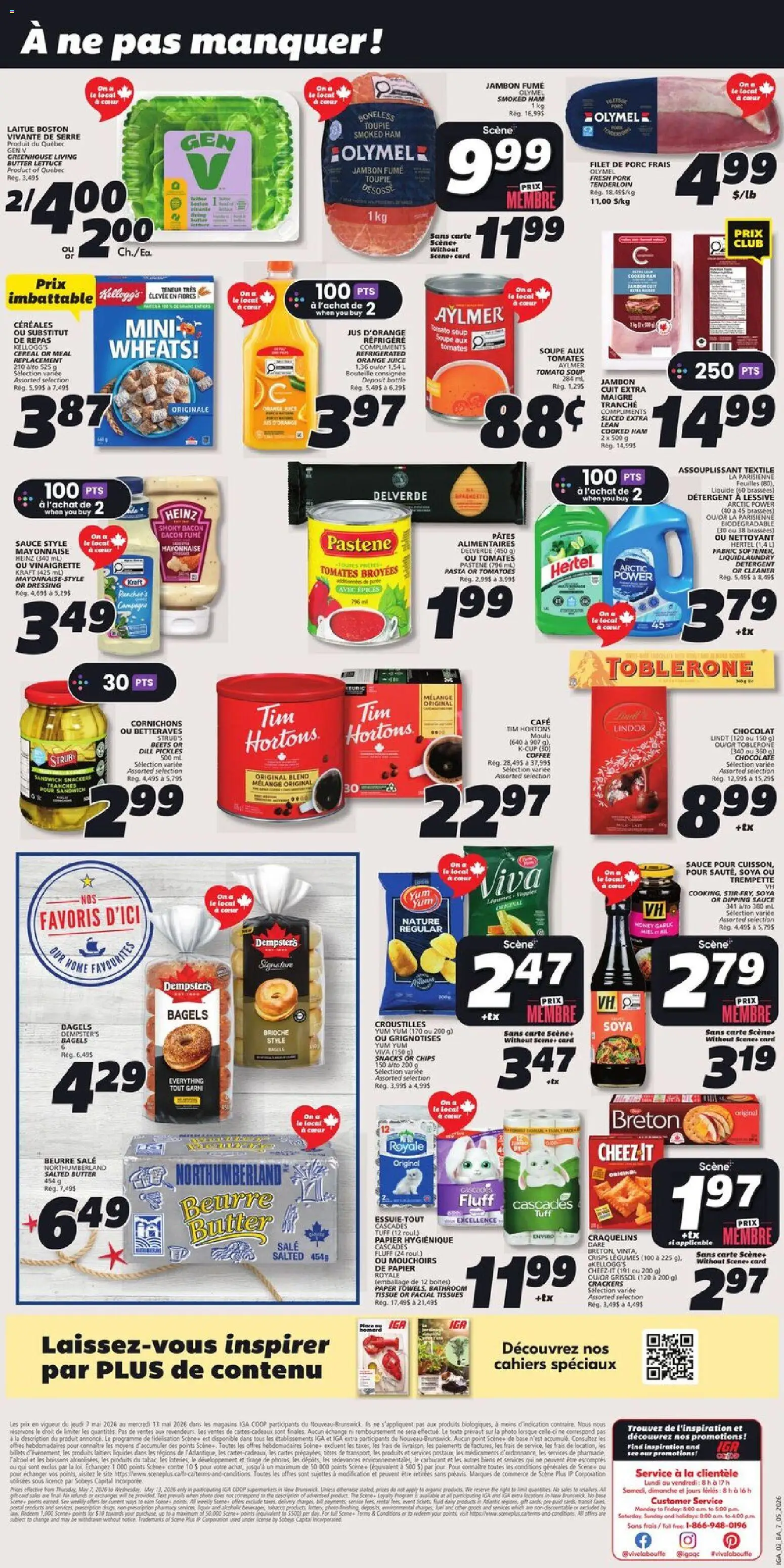IGA flyer valid from 07.05.2026 | Page: 2 | Products: Chips, Fabric softener, Ham, Pork