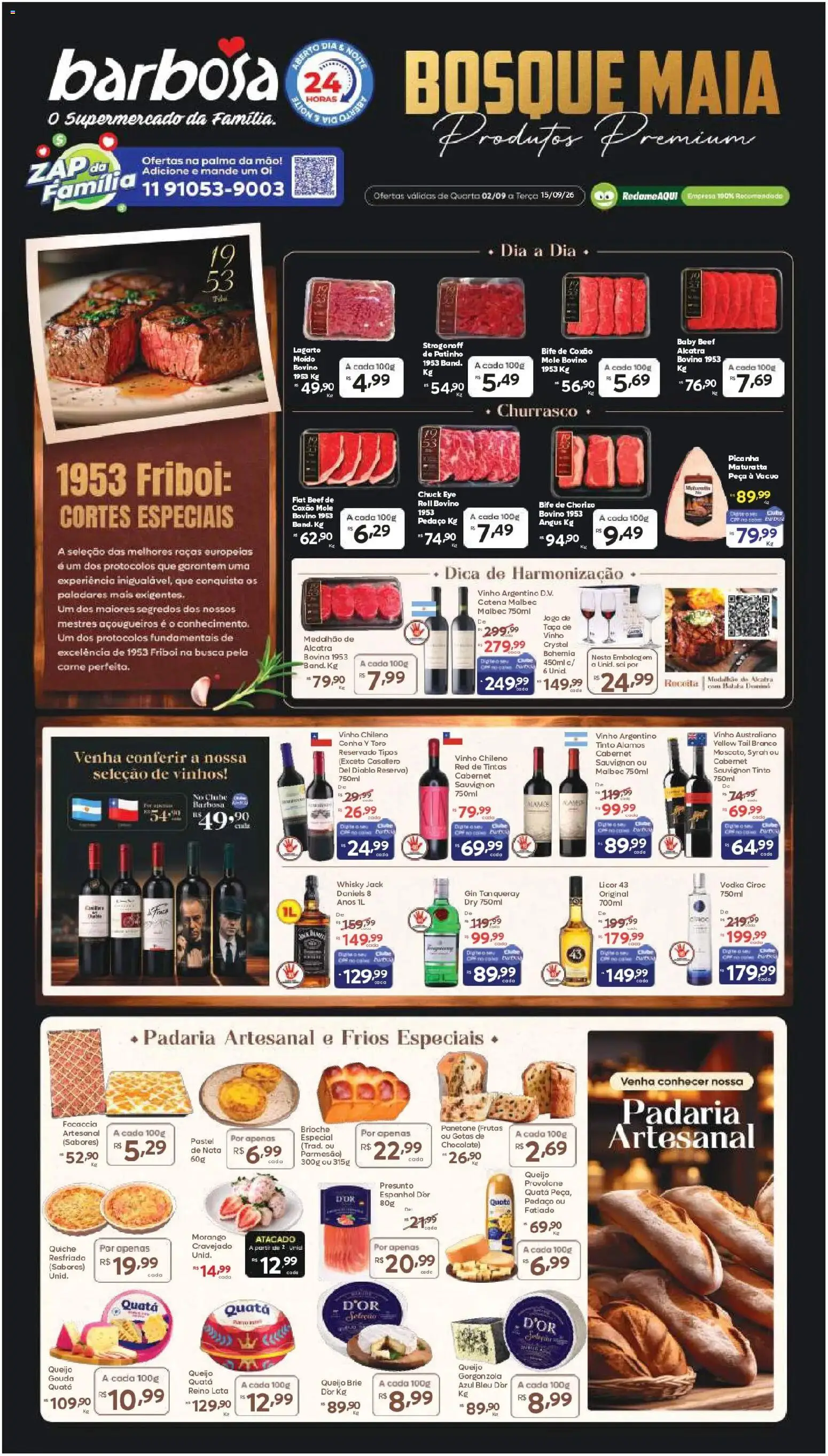 Barbosa Supermercados Folheto - válido de 02/09/2026 | Página: 1 | Produtos: Chocolate, Presunto, Focaccia, Parmesão