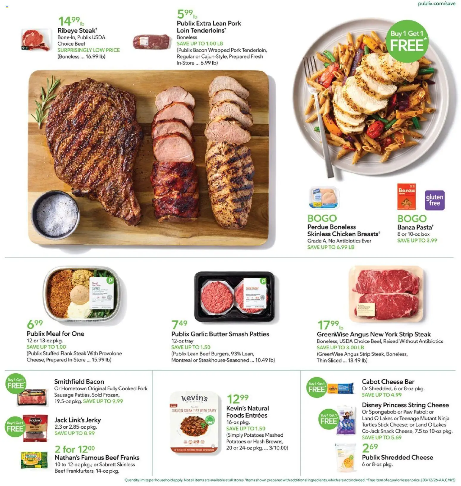 Publix Weekly Ad - valid from 11.03.2026 | Page: 5 | Products: Cheese, Pork, Potatoes, Garlic