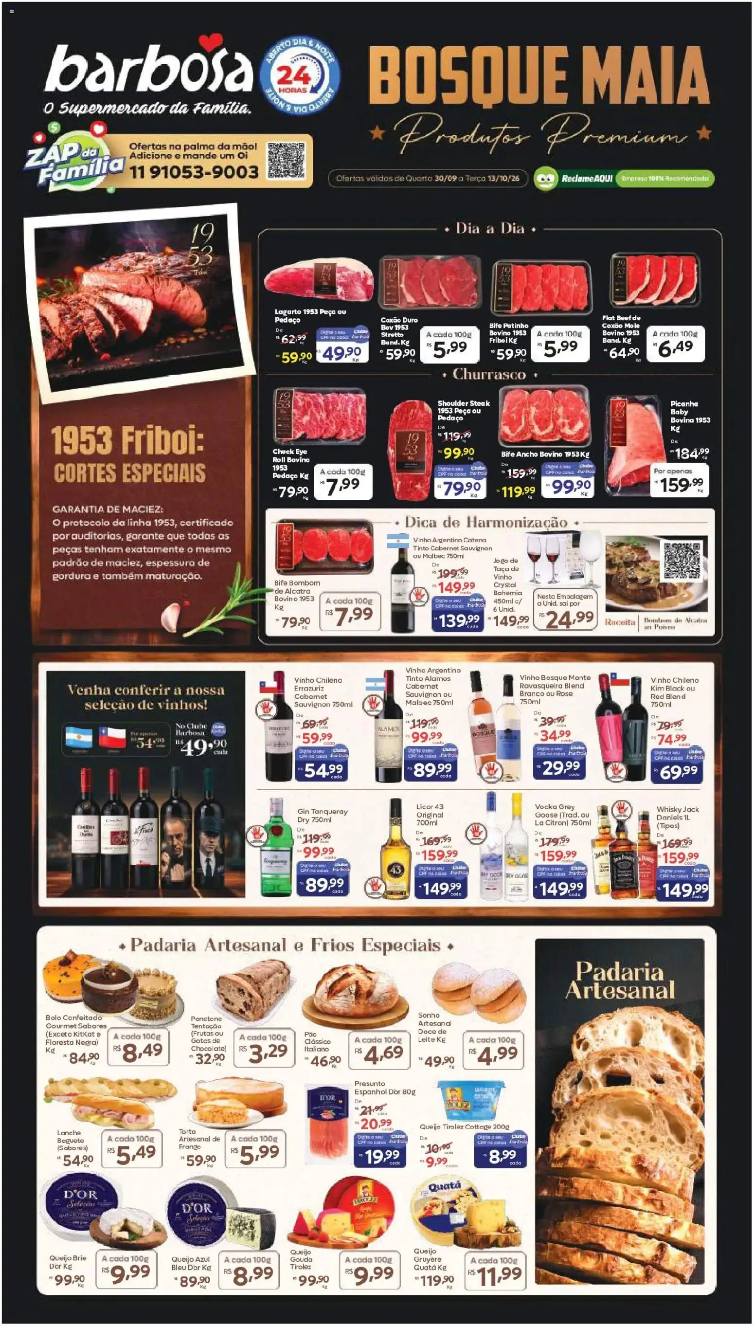 Barbosa Supermercados Folheto - válido de 30/09/2026 | Página: 1 | Produtos: Licor, Vinho, Cottage, Frango