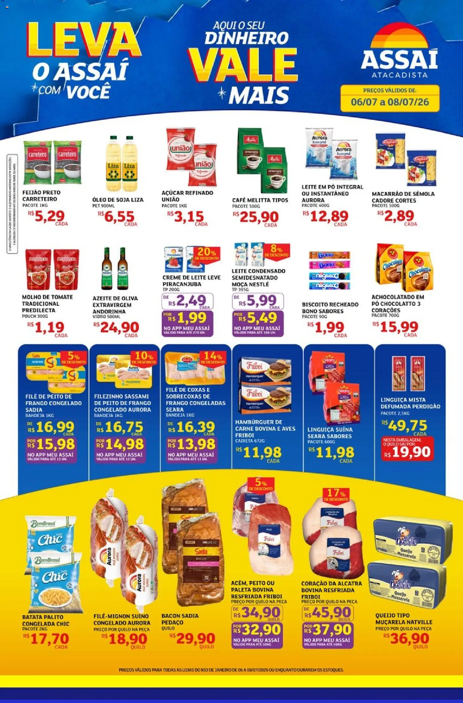 Assaí Atacadista Folheto - válido de 06/07/2026 | Página: 1 | Produtos: Café, Batata, Creme de leite, Mussarela