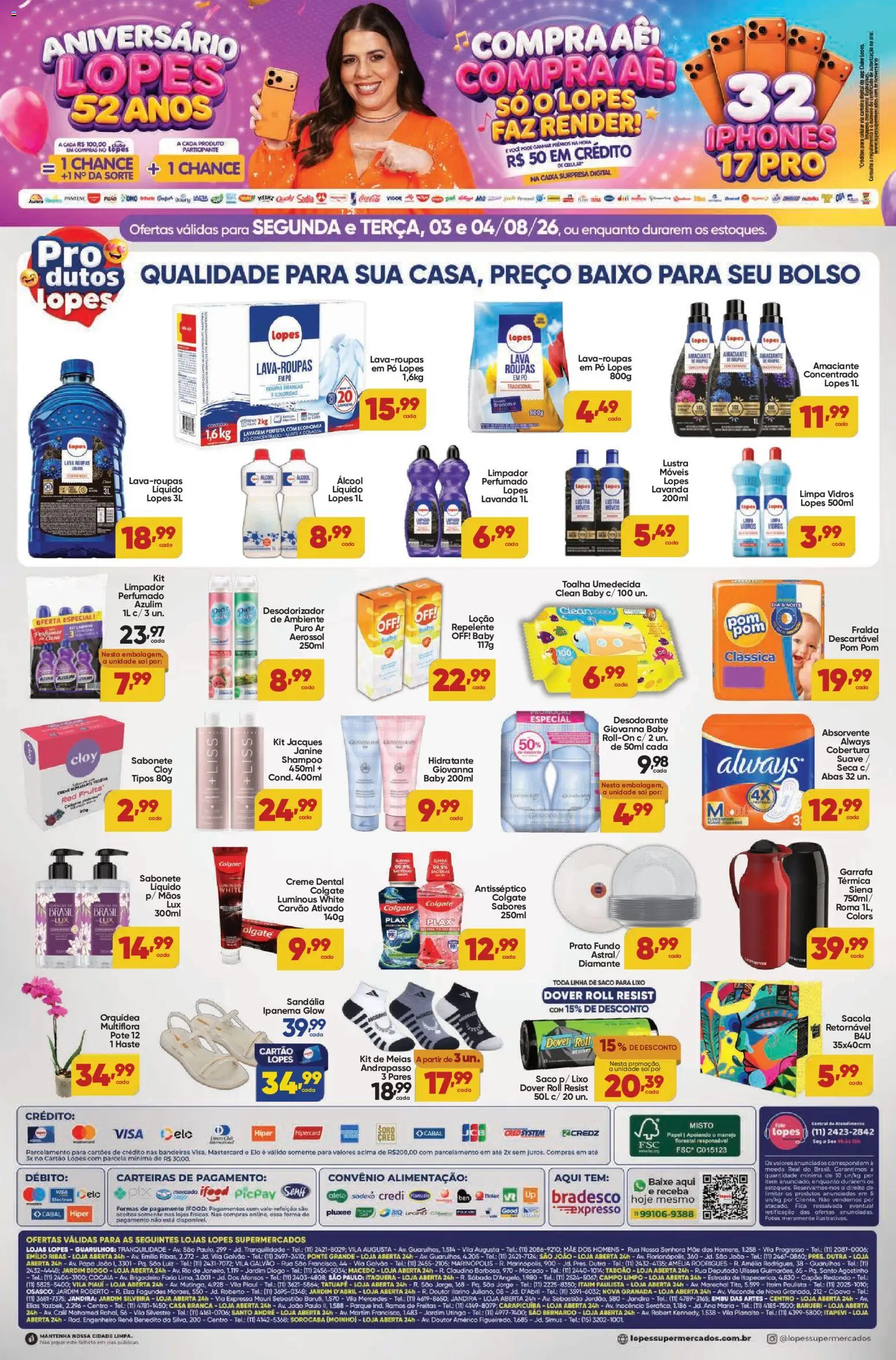 Lopes Supermercados Folheto - válido de 03/08/2026 | Página: 2 | Produtos: Azulim, Pó, Baixo, Repelente