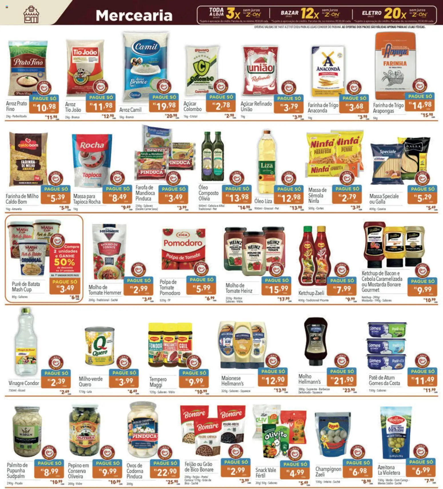 Supermercados Condor Folheto - válido de 14/07/2026 | Página: 8 | Produtos: Farinha de trigo, Massa, Açúcar, Farofa