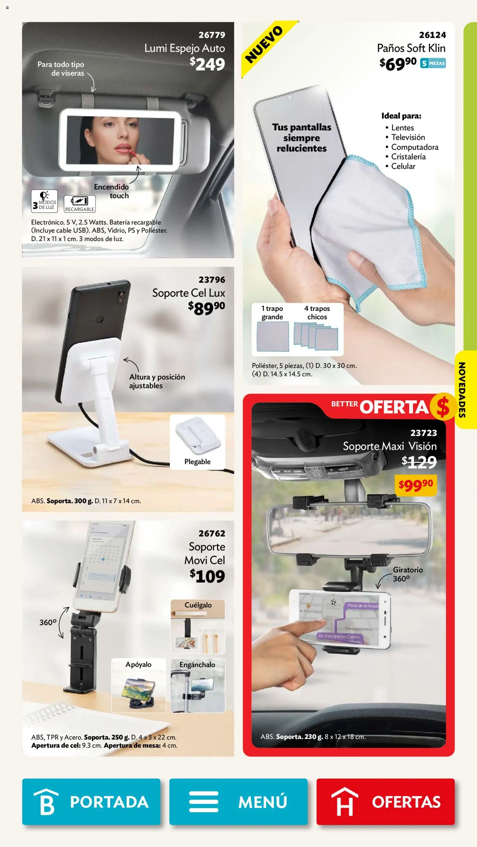 Nuevas ofertas de Betterware válidas en toda la República Mexicana desde el 29/06/2026. ¡Encuentra las mejores ofertas en Betterware campaña 7 2026! | Página: 100 | Productos: Lentes, Cable, Mesa, Espejo