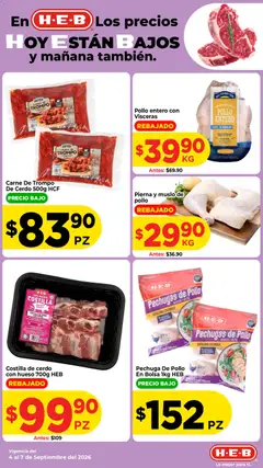 Vista previa de H-E-B folleto, nuevo folleto de la tienda, válido en México a partir del 04/09/2026 | Página: 3 | Productos: Pollo, Bolsa, Cerdo, Carne