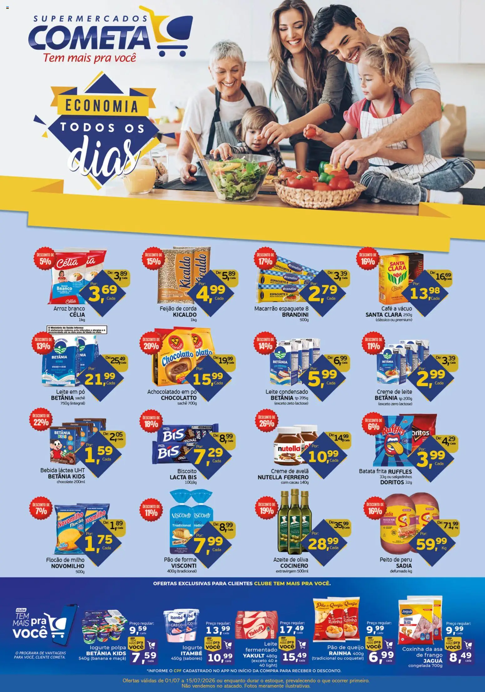 Cometa Supermercados Folheto - válido de 01/07/2026 | Página: 1 | Produtos: Feijão, Pão de forma, Frango, Azeite