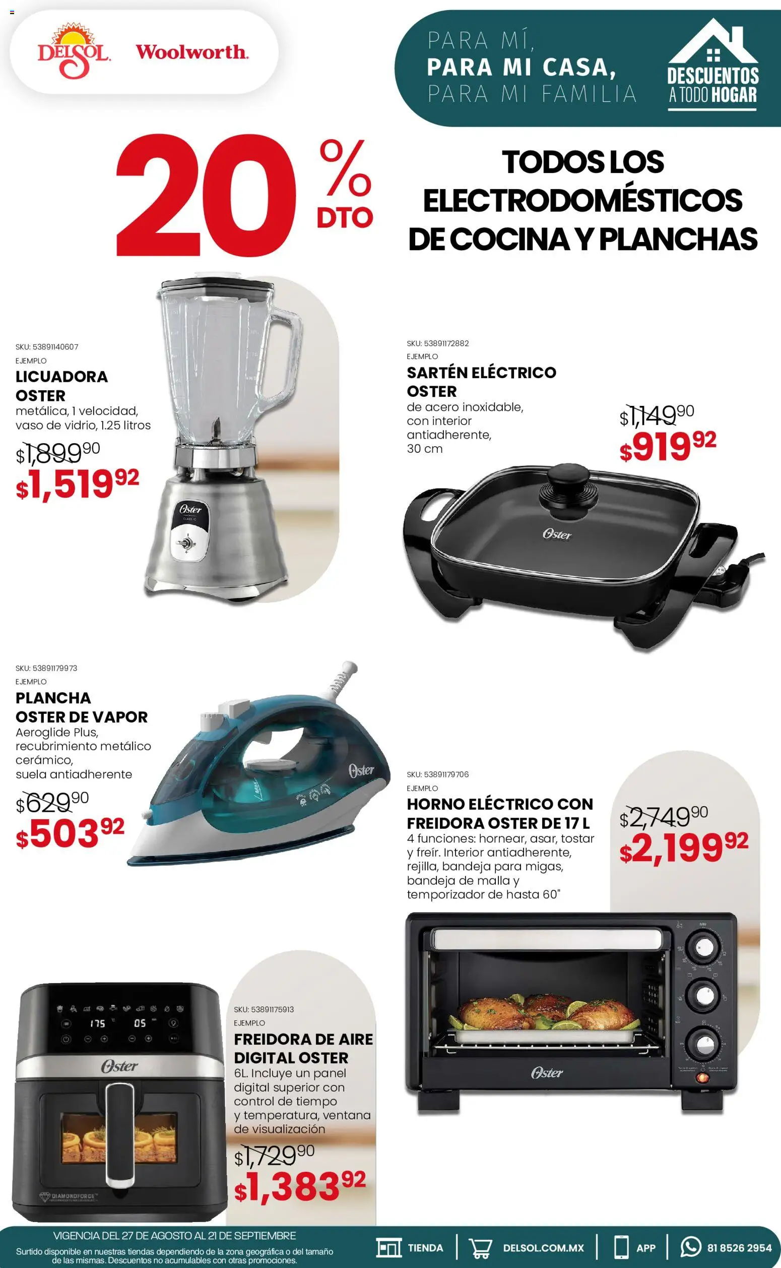 Nuevas ofertas de Del Sol y Woolworth válidas en toda la República Mexicana desde el 27/08/2026. ¡Encuentra las mejores ofertas en Del Sol y Woolworth catálogo! | Página: 3 | Productos: Freidora de aire, Plancha, Freidora, Malla