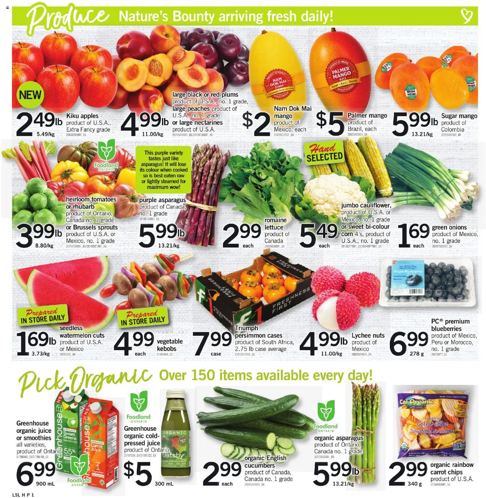 Loblaws flyer valid from 04.06.2026 | Page: 2 | Products: Nuts, Cucumbers, Case, Juice