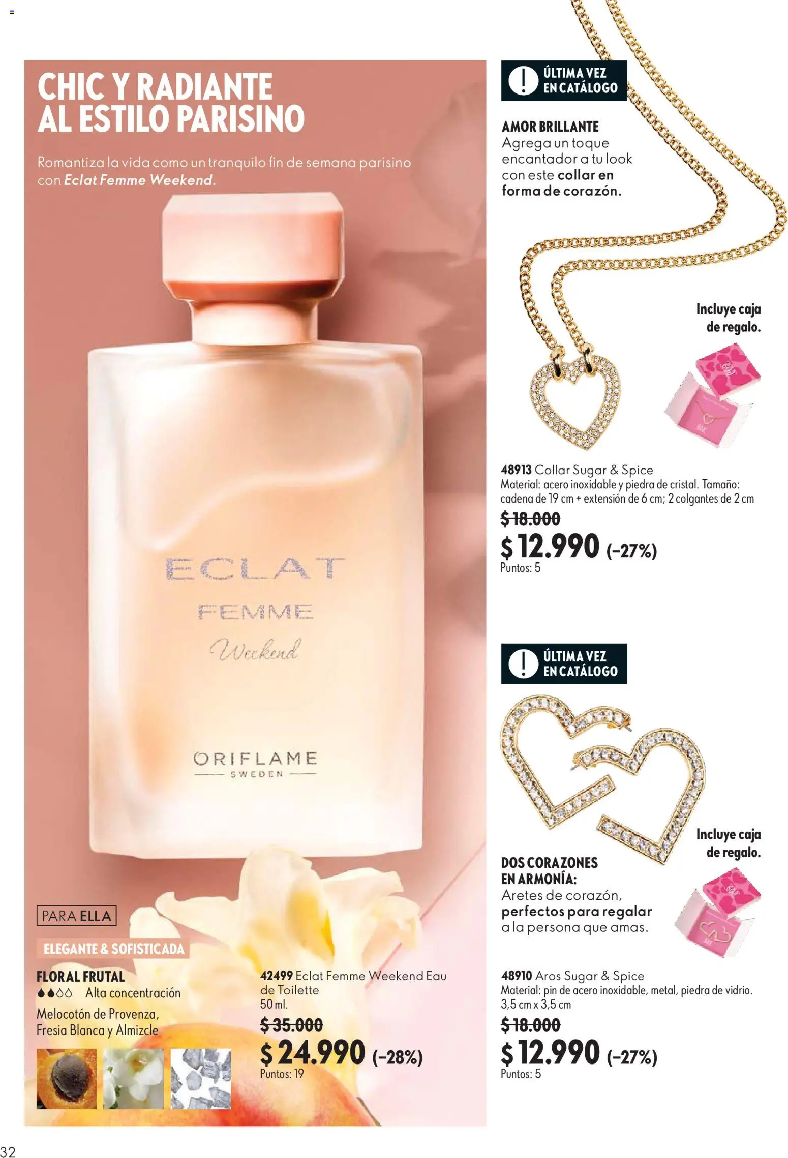 Oriflame Ofertas │ válido desde el 10.07.2026 | Página: 32 | Productos: Collar, Aros, Colgantes, Cadena