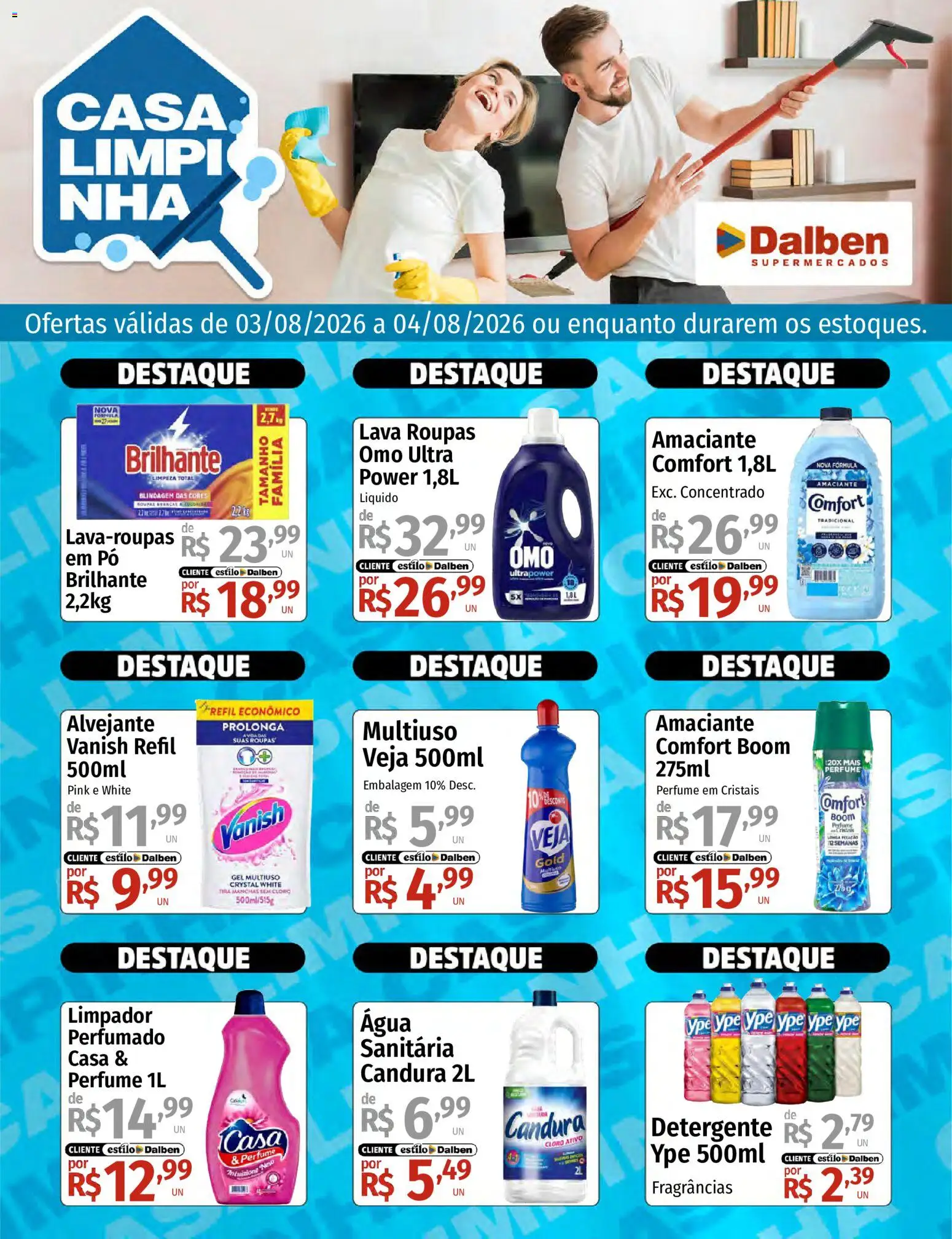 Supermercado Dalben Folheto - válido de 03/08/2026 | Página: 1 | Produtos: Pó, Cloro, Tira manchas, Detergente