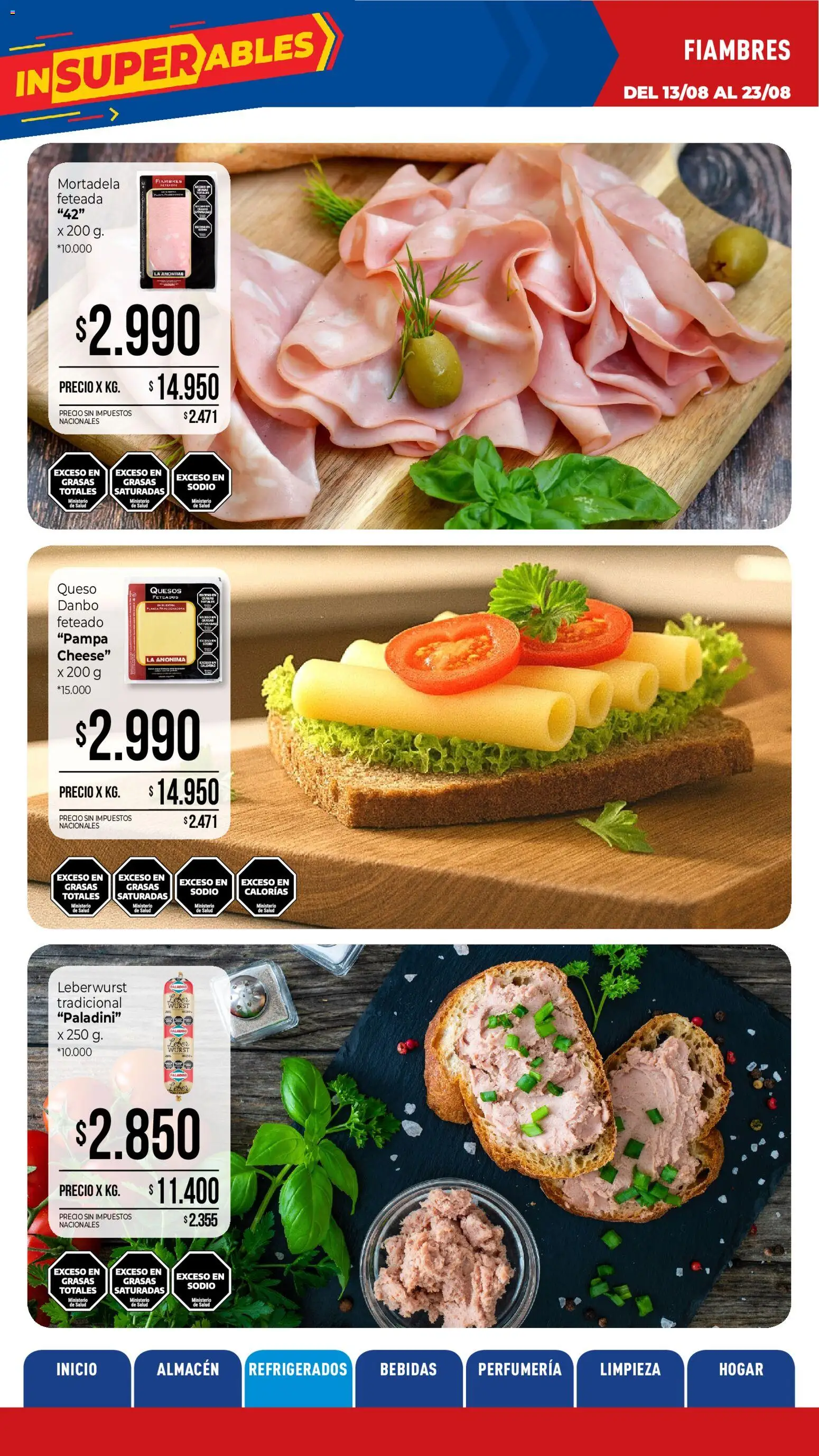 La Anonima catálogo │ válido desde el 13/08/2026 | Página: 4 | Productos: Bebidas, Mortadela, Queso, Planta