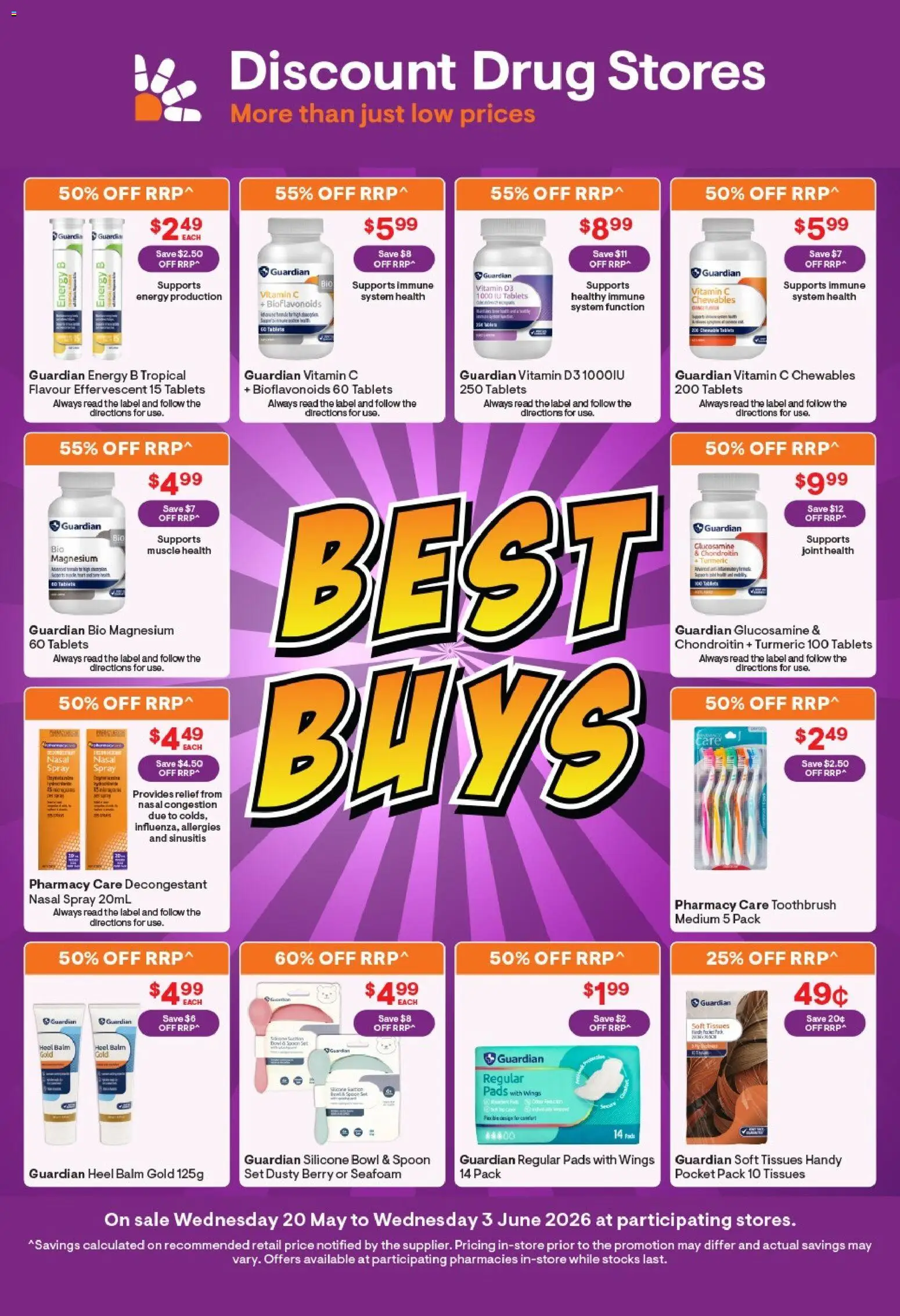 Discount Drug Stores catalogue - valid from 20.05.2026 | Page: 2 | Products: Peach, Toothbrush, Tablets, Vitamin