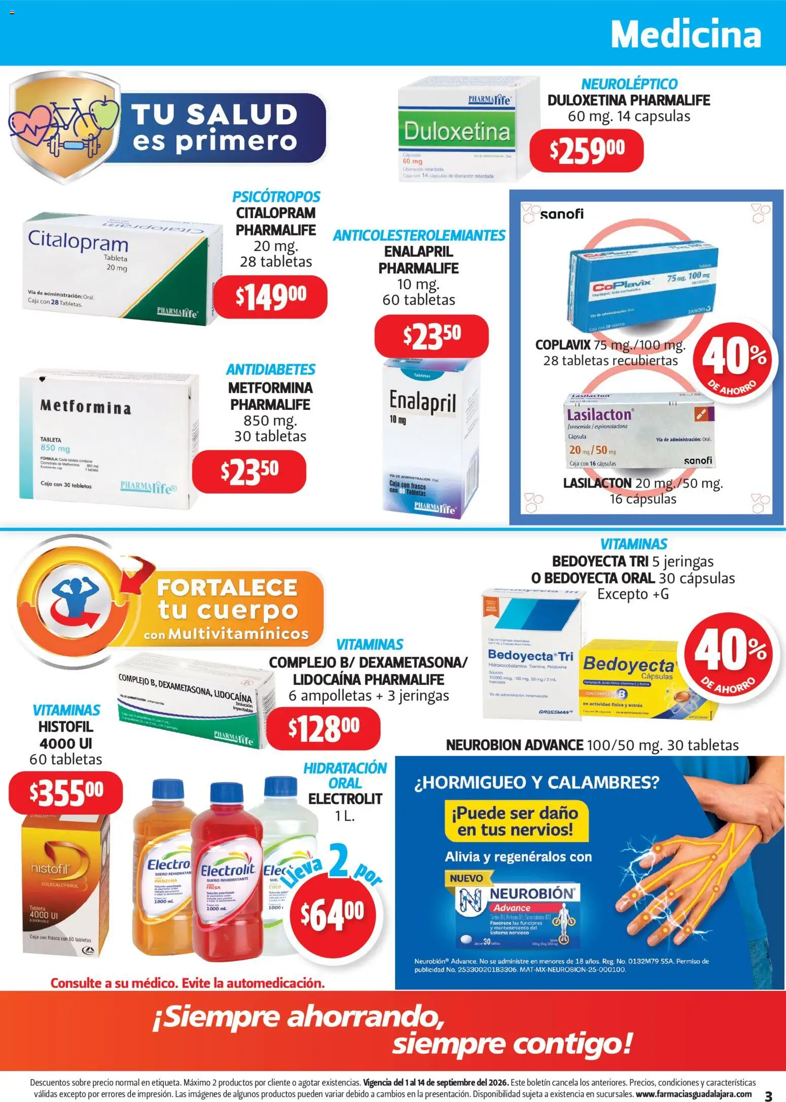 Nuevas ofertas de Farmacia Guadalajara válidas en toda la República Mexicana desde el 01/09/2026. ¡Encuentra las mejores ofertas en Farmacia Guadalajara catálogo! | Página: 3 | Productos: Coco, Manzana, Vitaminas, Caja