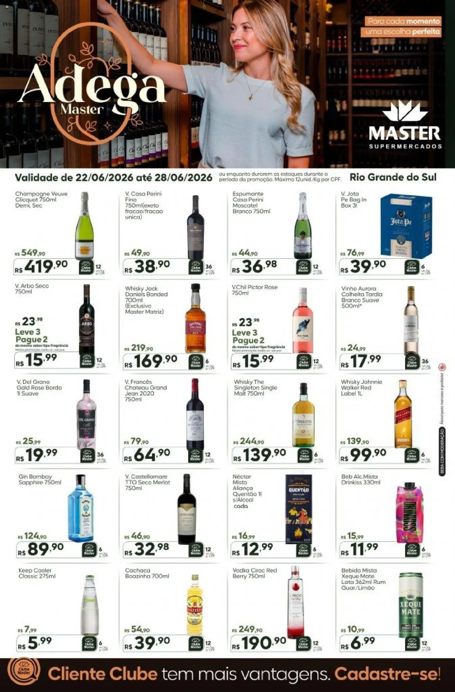 Master Folheto - válido de 22/06/2026 | Página: 1 | Produtos: Champagne, Cooler, Cachaça, PC