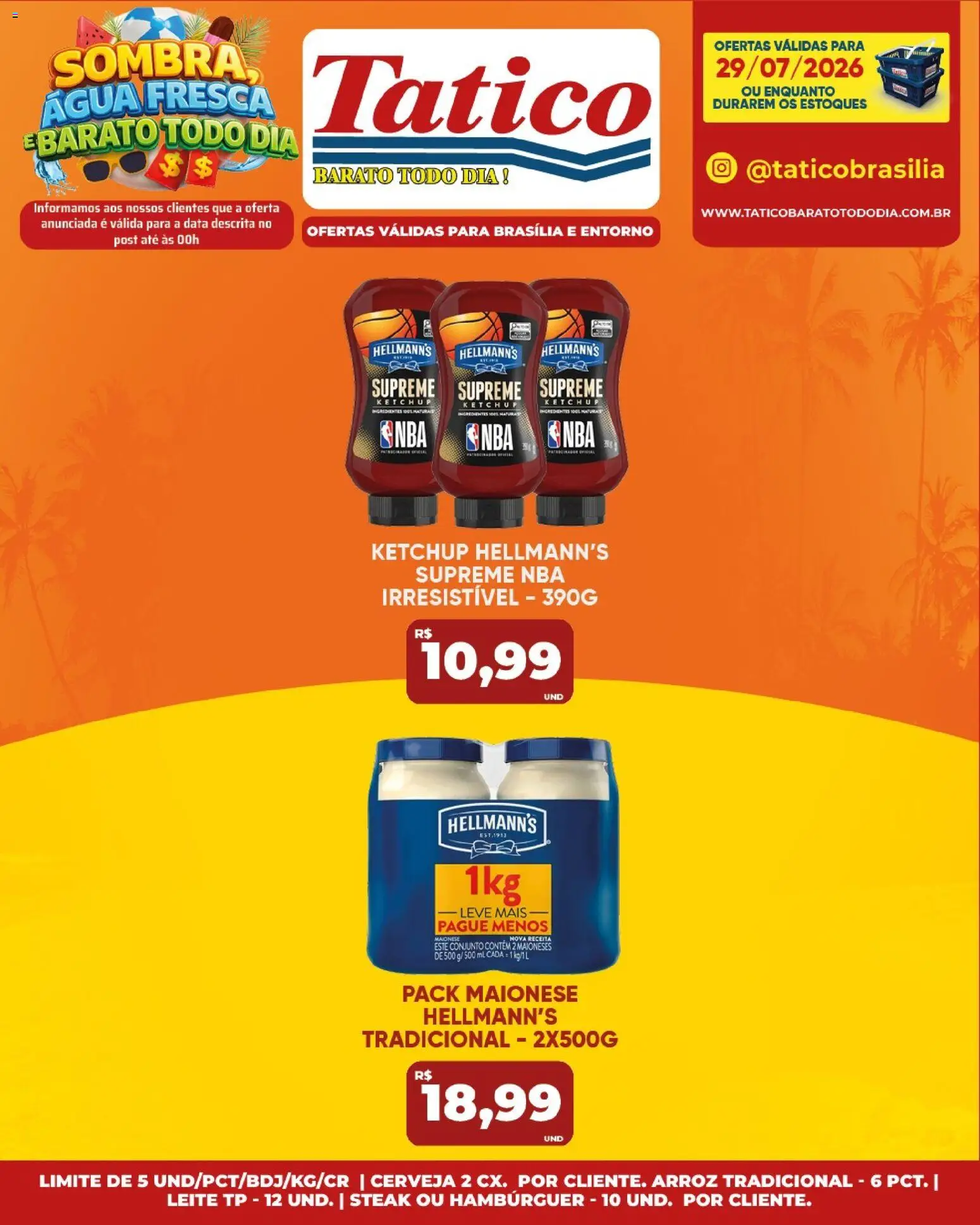 Tatico Folheto - válido de 30/07/2026 | Página: 46 | Produtos: Leite, Cerveja, Hambúrguer, Maionese