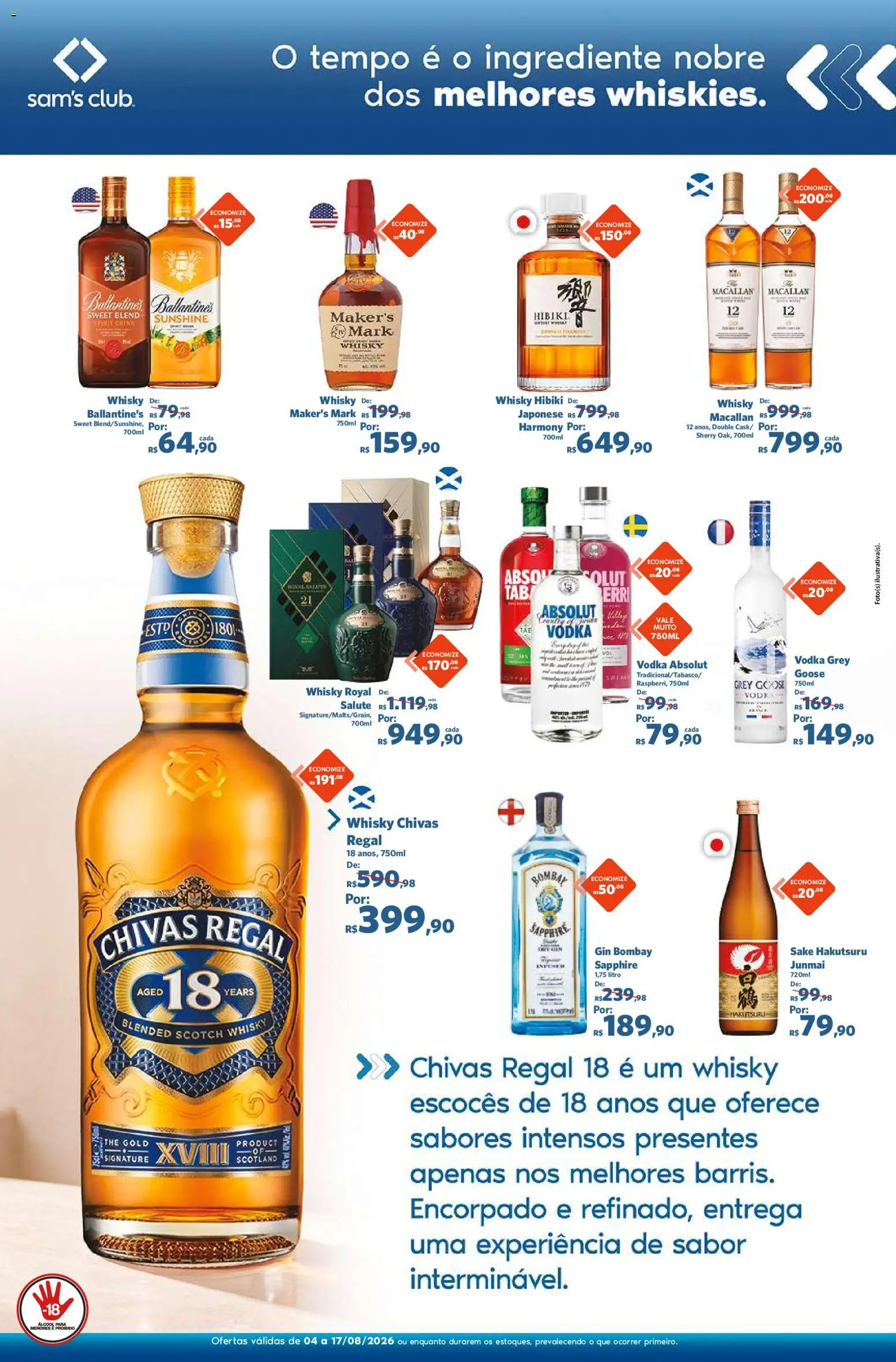 Sam's Club Folheto - válido de 04/08/2026 | Página: 3 | Produtos: Whisky, Gin, Vodka