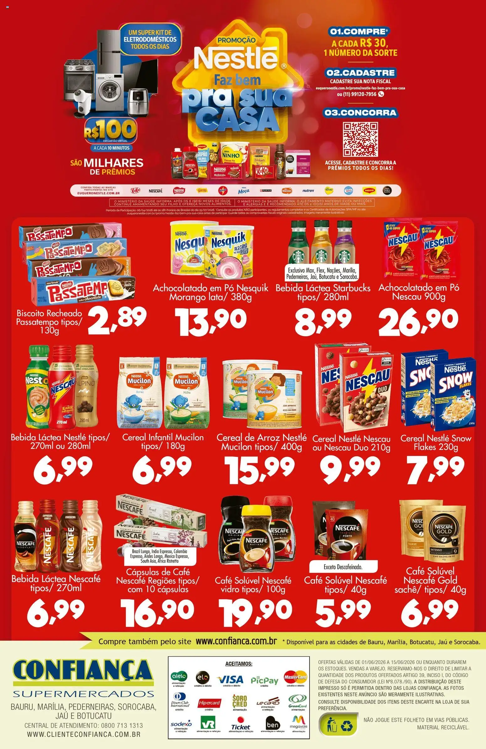 Confiança Folheto - válido de 01.06.2026 | Página: 2 | Produtos: Biscoito, Achocolatado, Chocolate, Café solúvel