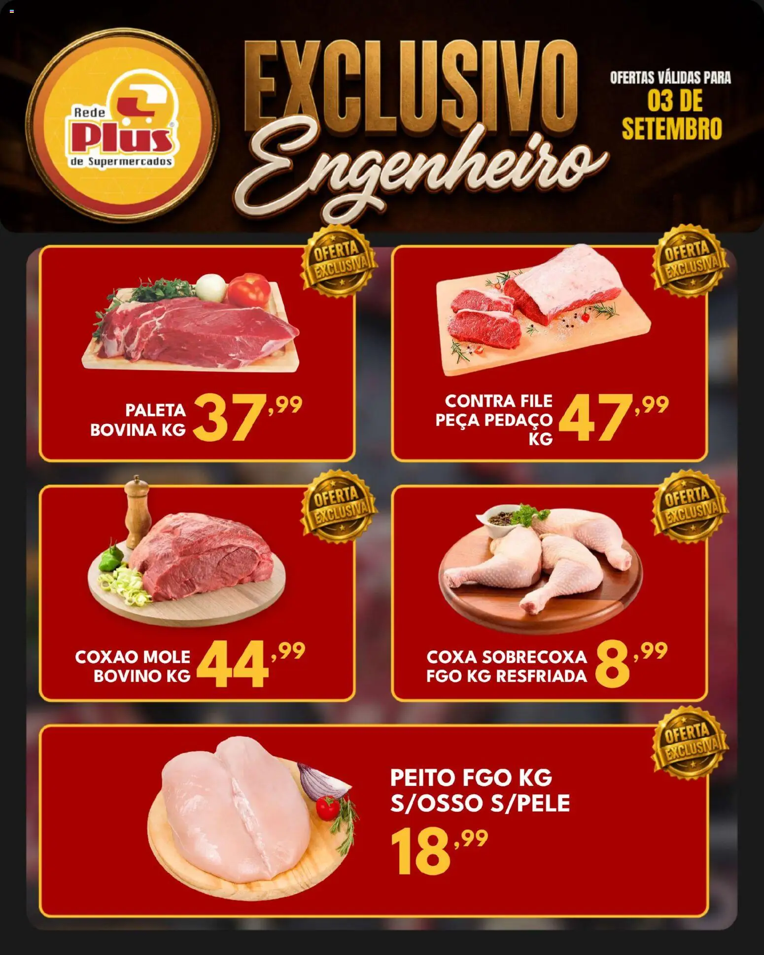 Rede Plus Supermercados Folheto - válido de 03/09/2026 | Página: 1 | Produtos: Coxão mole, Contra filé