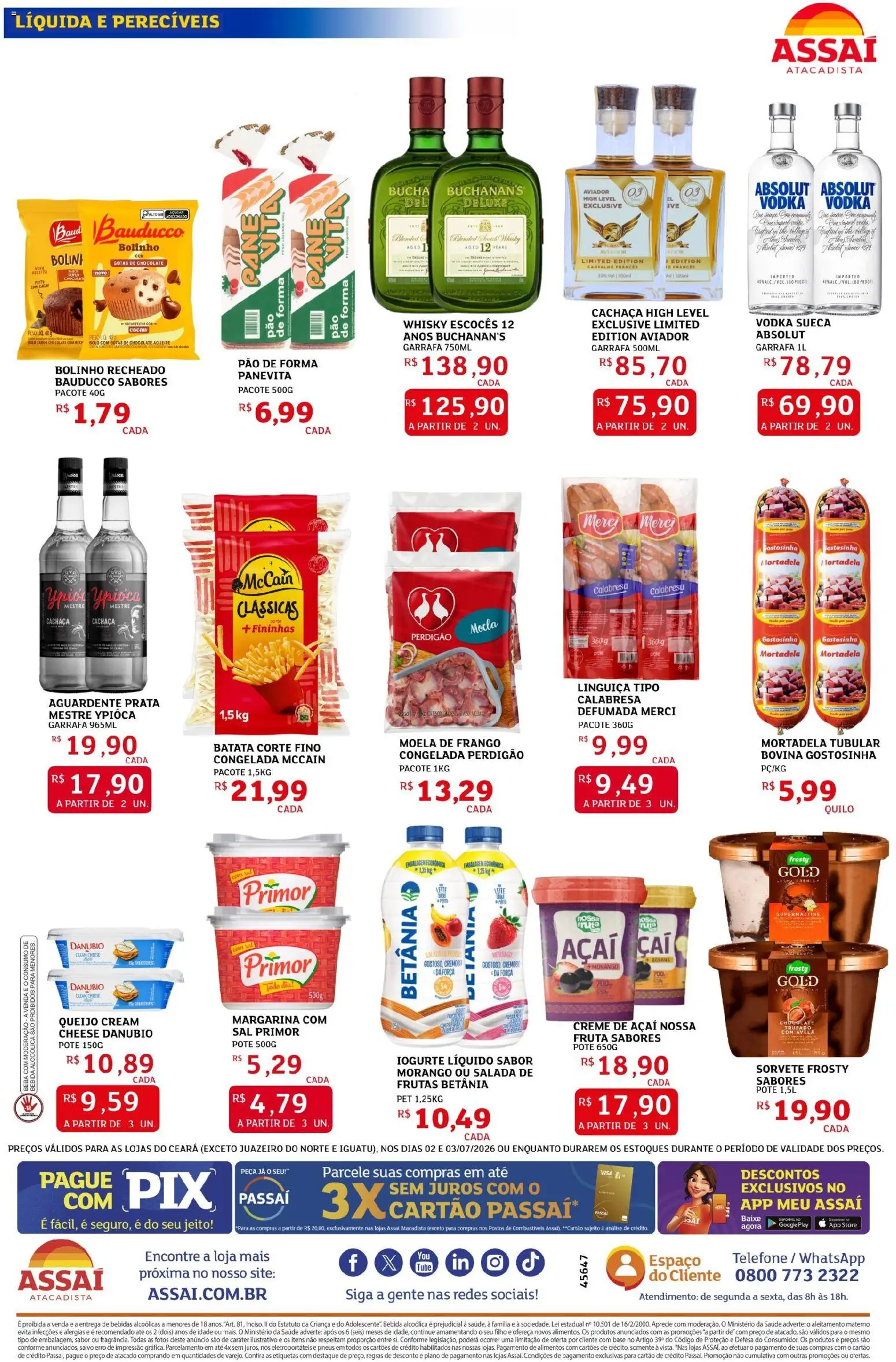 Assaí Atacadista Folheto - válido de 02/07/2026 | Página: 2 | Produtos: Queijo, Vodka, Batata, Margarina