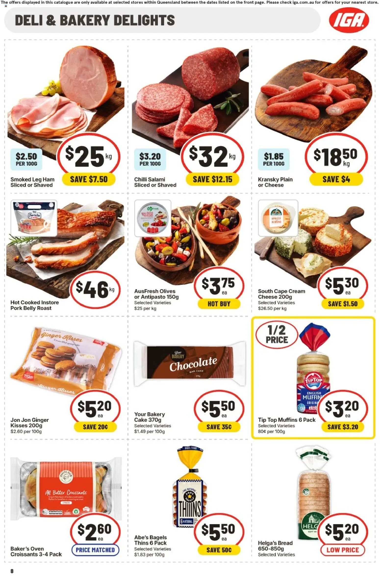 IGA catalogue - valid from 30/09/2026 | Page: 8 | Products: Bagels, Ham, Roast, Oven