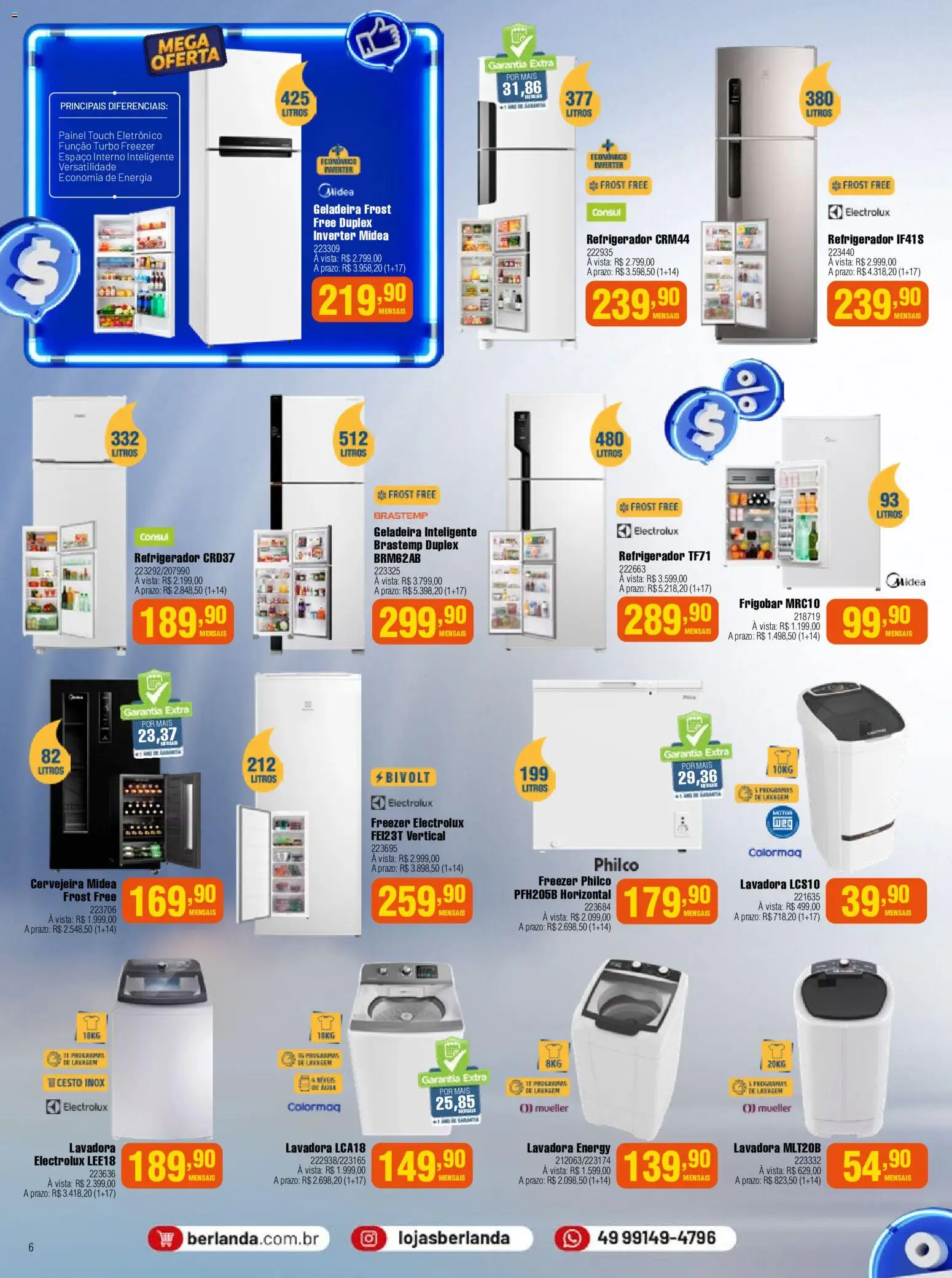 Berlanda Folheto - válido de 01/09/2026 | Página: 6 | Produtos: Frigobar, Refrigerador, Freezer, Cervejeira