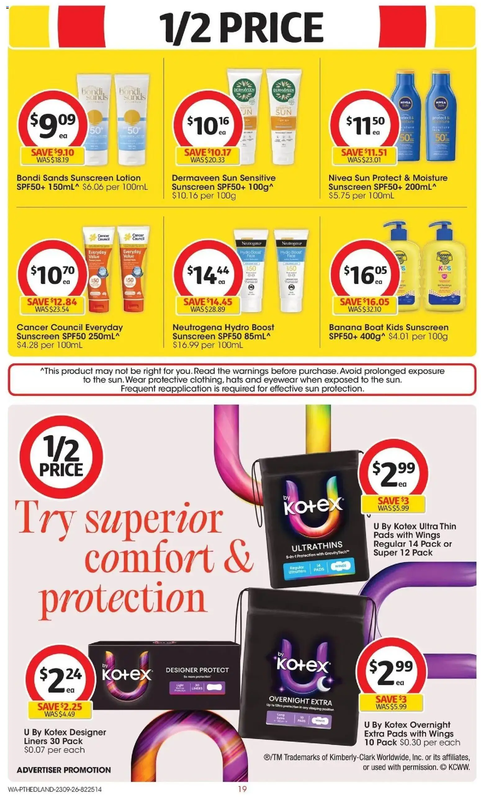 ﻿Coles catalogue valid from 23/09/2026 > Online Australia | Page: 19 | Products: Sunscreen, Lotion