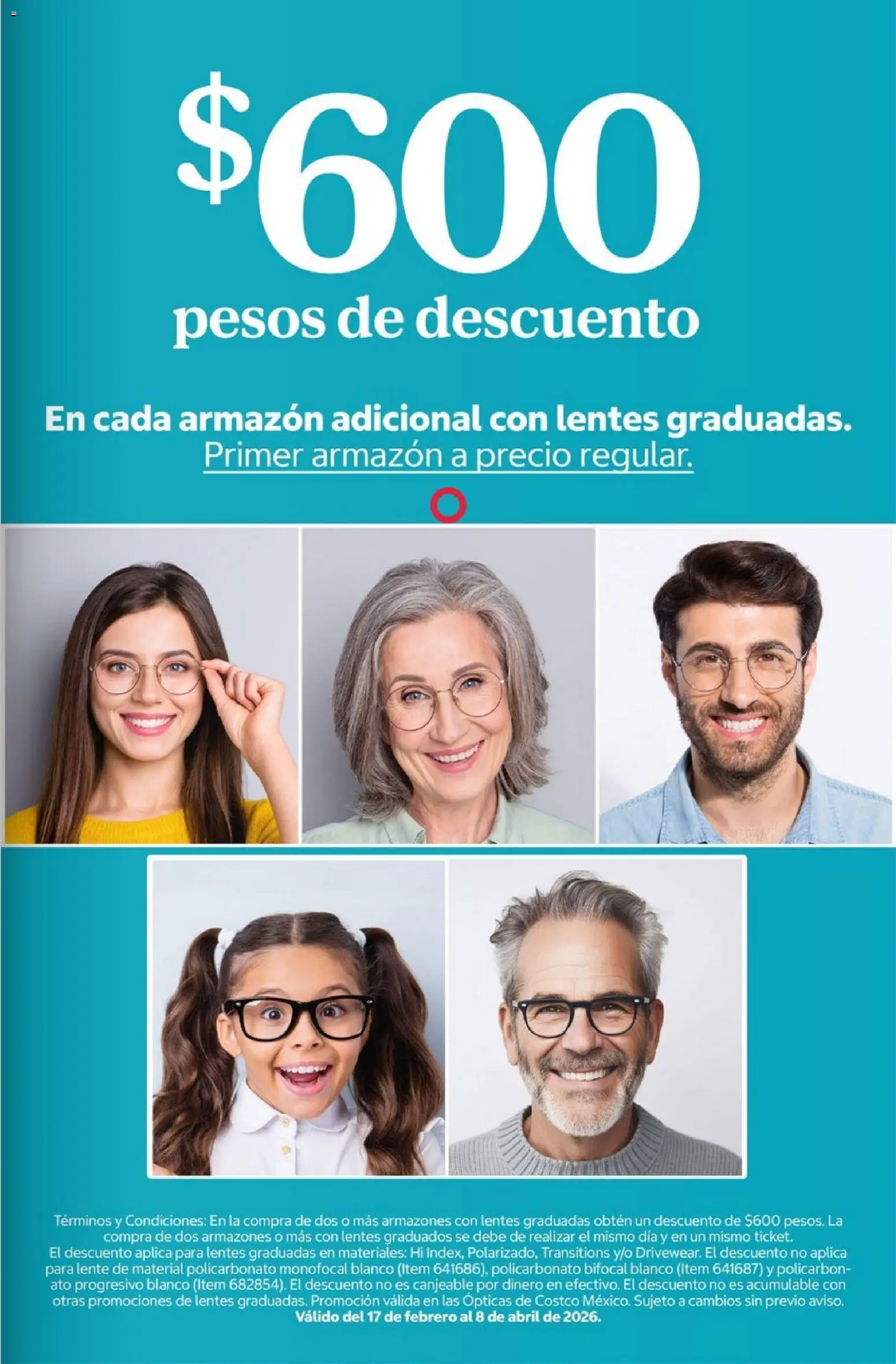 Nuevas ofertas de Costco válidas en toda la República Mexicana desde el 01.05.2026. ¡Encuentra las mejores ofertas en Costco Revista Mayo 2026! | Página: 129 | Productos: Lentes