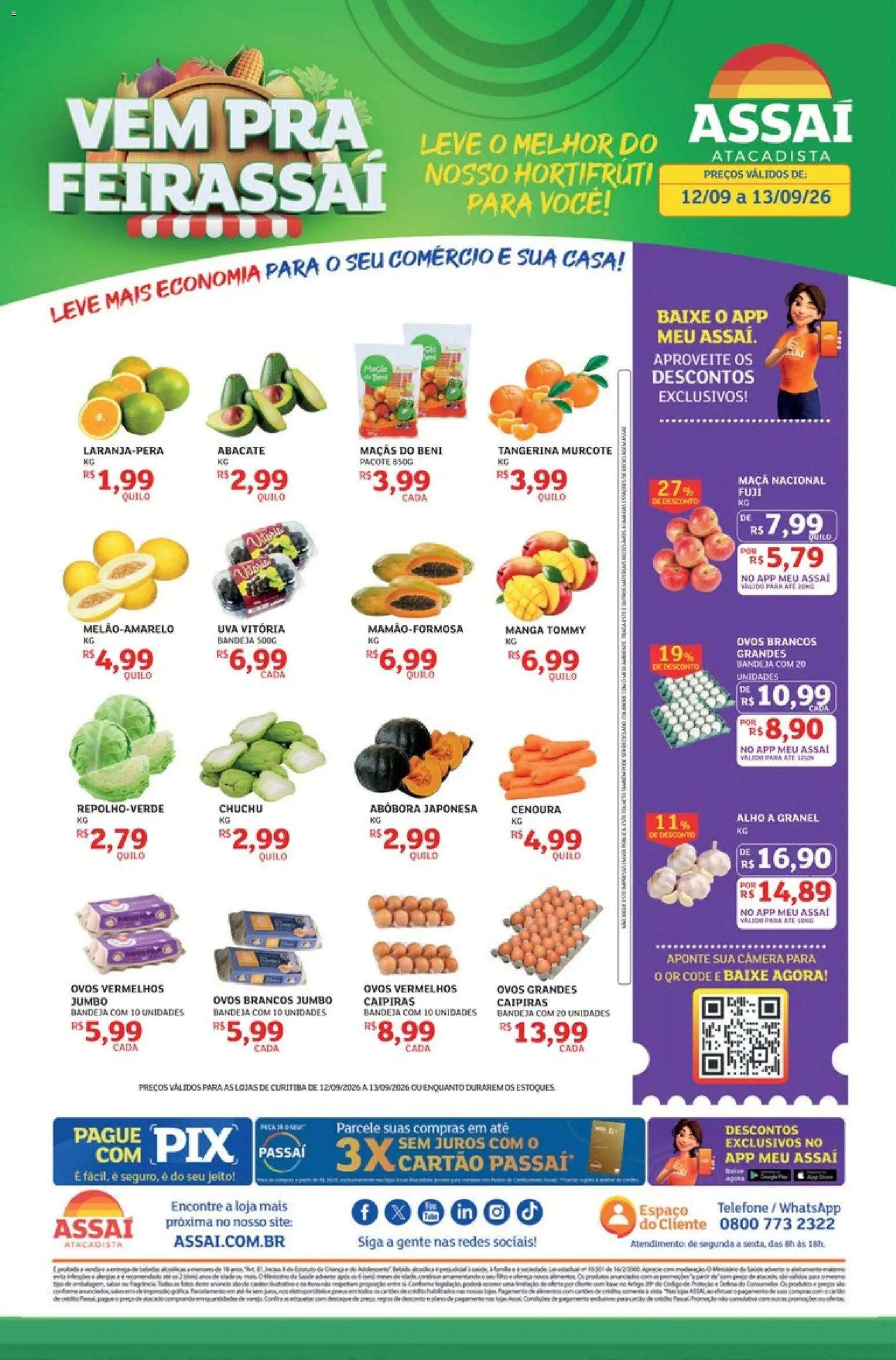 Assaí Atacadista Folheto - válido de 12/09/2026 | Página: 1 | Produtos: Chuchu, Abóbora, Maçãs, Câmera