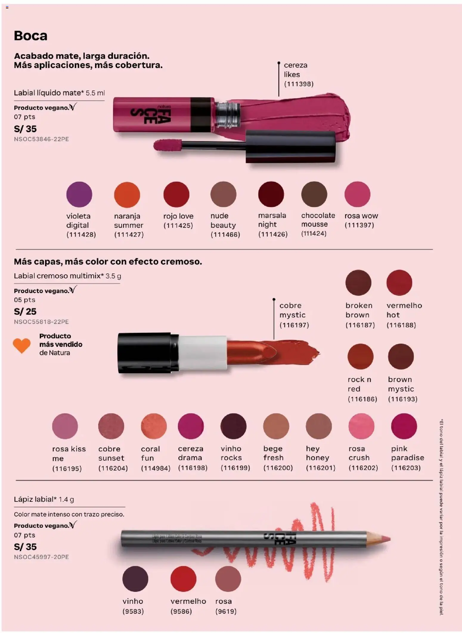 Catálogo Natura válido desde 24.05.2026 | Página: 81 | Productos: Lápiz labial, Chocolate