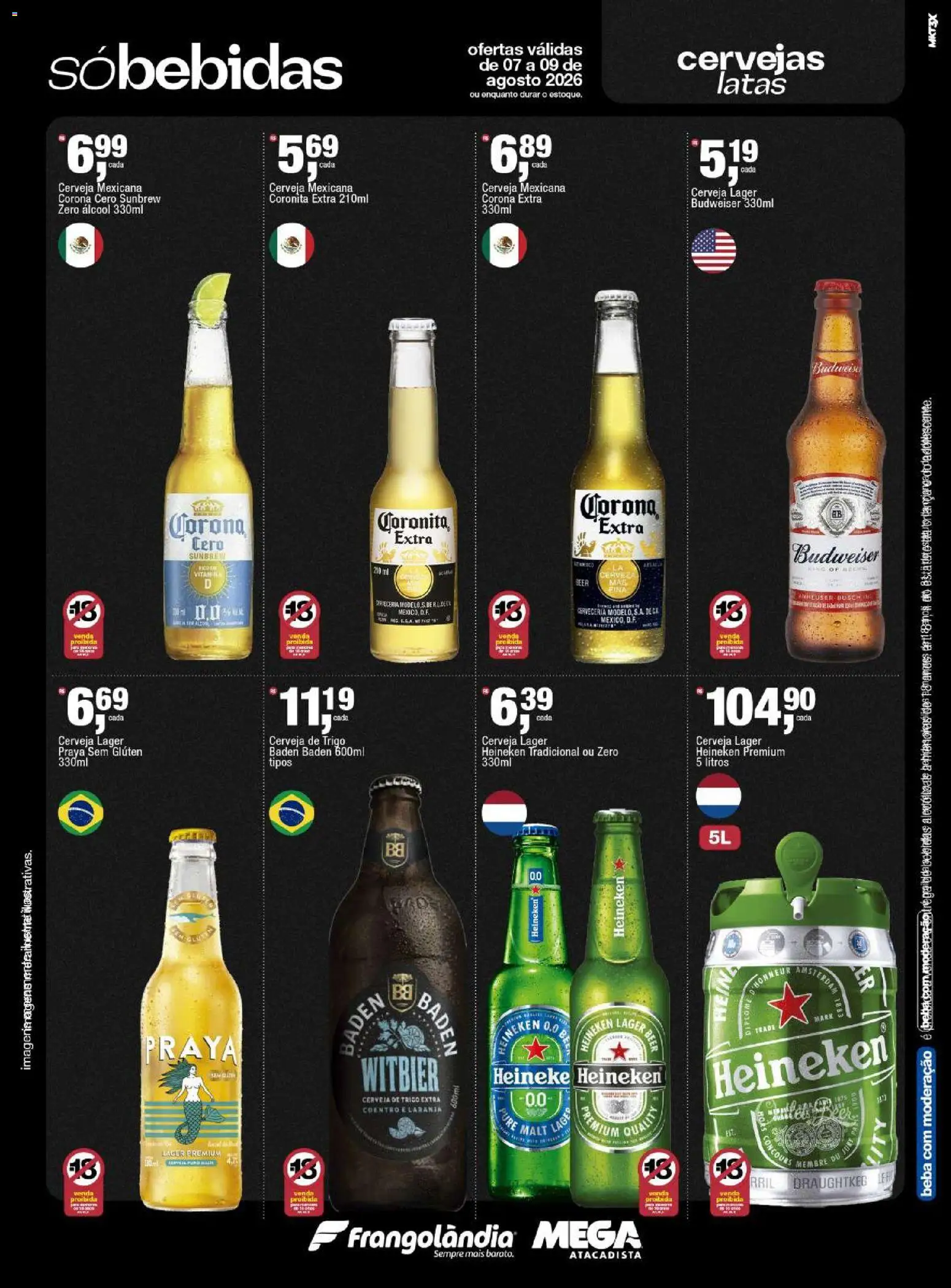 Frangolândia Folheto - válido de 07/08/2026 | Página: 9 | Produtos: Álcool, Cerveja, Heineken