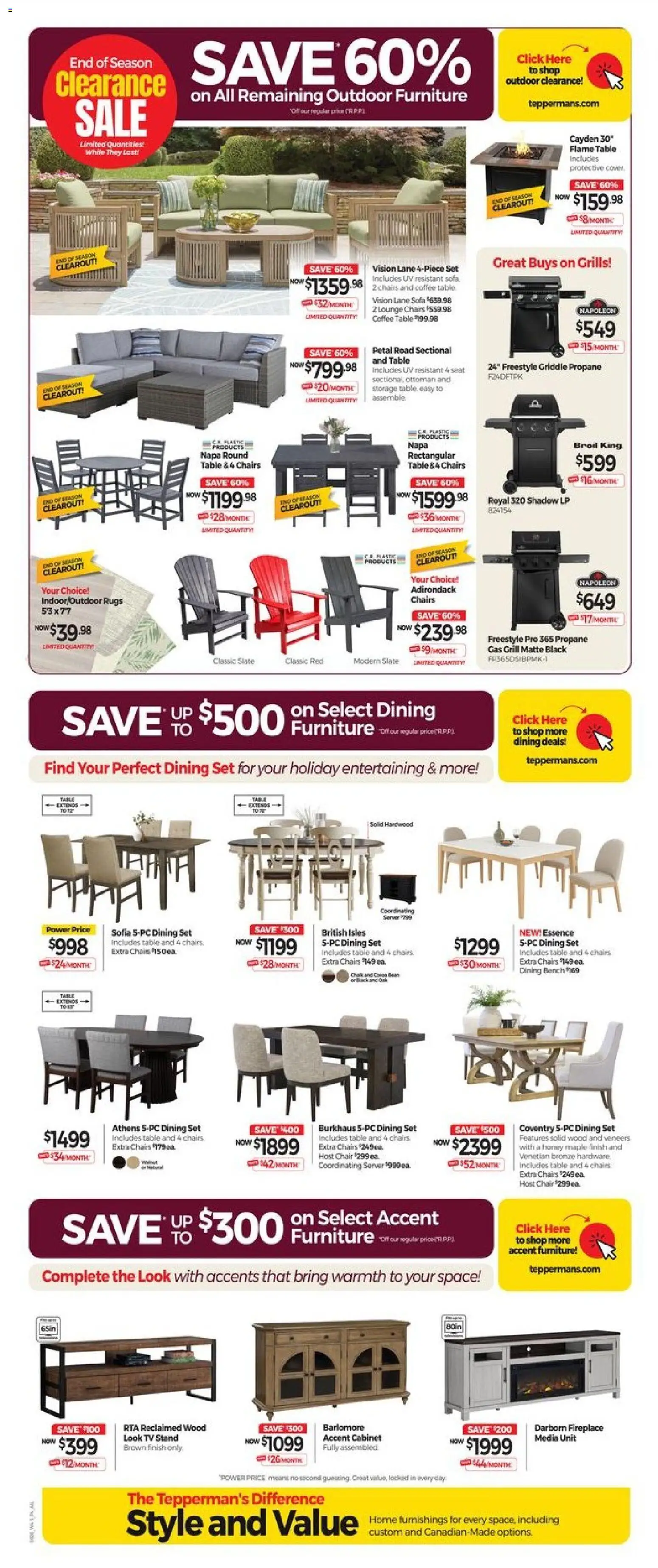 Tepperman's flyer valid from Sep 25, 2026 | Page: 4 | Products: Dining set, Honey, Table, Gas grill