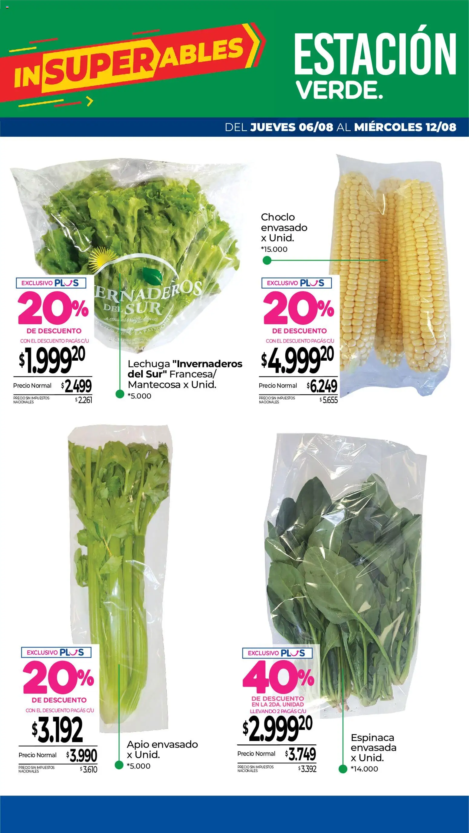 La Anonima catálogo │ válido desde el 06/08/2026 | Página: 7 | Productos: Choclo, Apio, Lechuga, Espinaca
