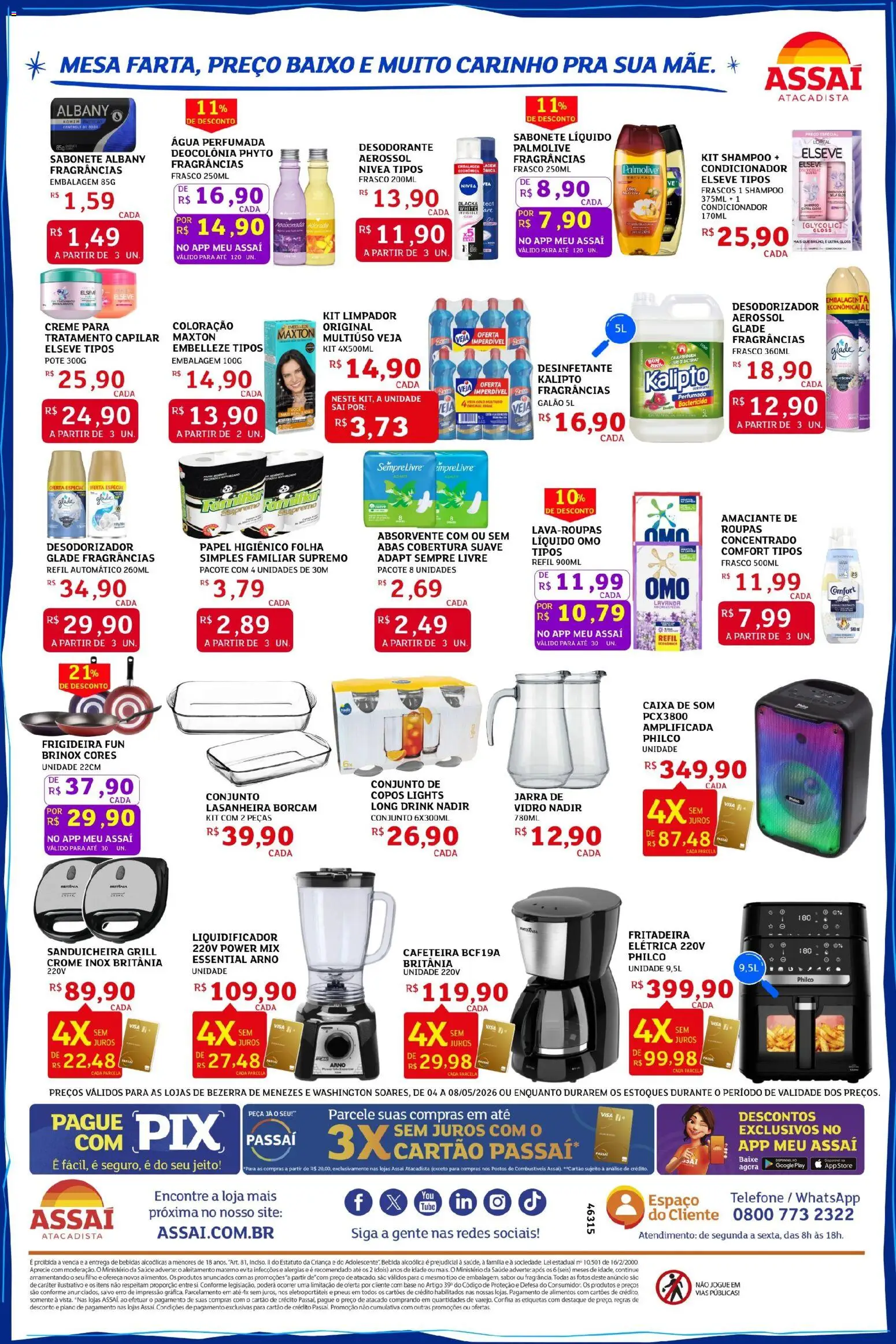 Assaí Atacadista Folheto - válido de 05.05.2026 | Página: 4 | Produtos: Grill, Chia, Mesa, Copos
