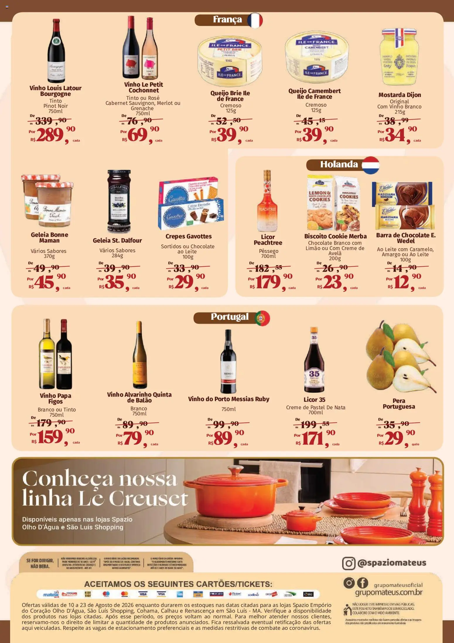 Mateus Folheto - válido de 10/08/2026 | Página: 4 | Produtos: Pera, Pêssego, Queijo Camembert, Vinho branco